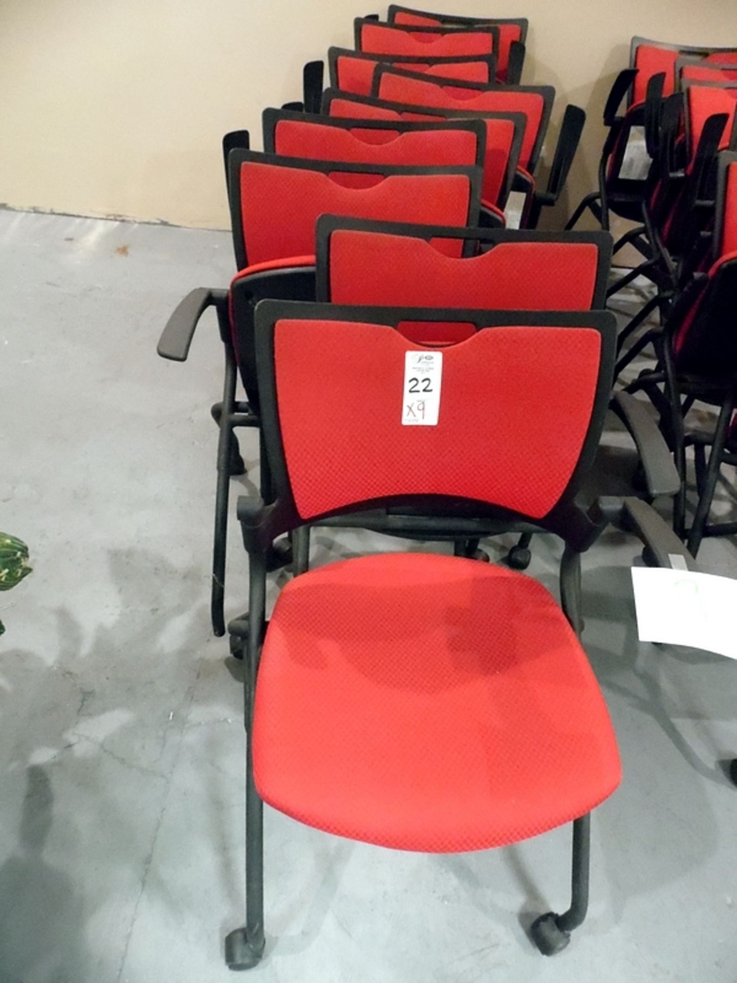 RED ROLLING FOLDING CHAIRS