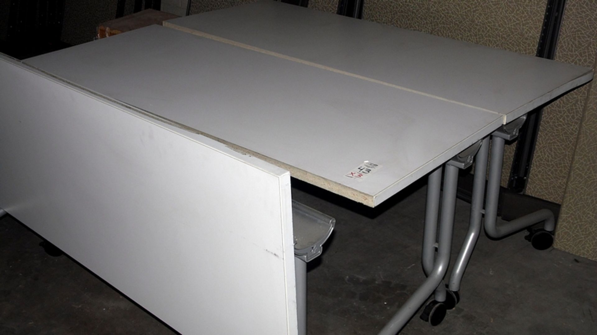 WHITE ROLLING FOLDING TABLES