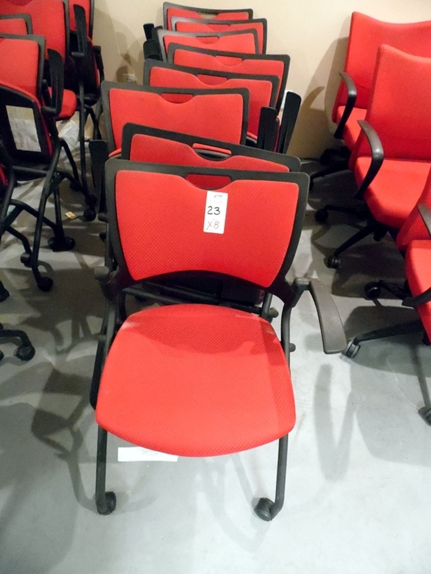 RED ROLLING FOLDING CHAIRS