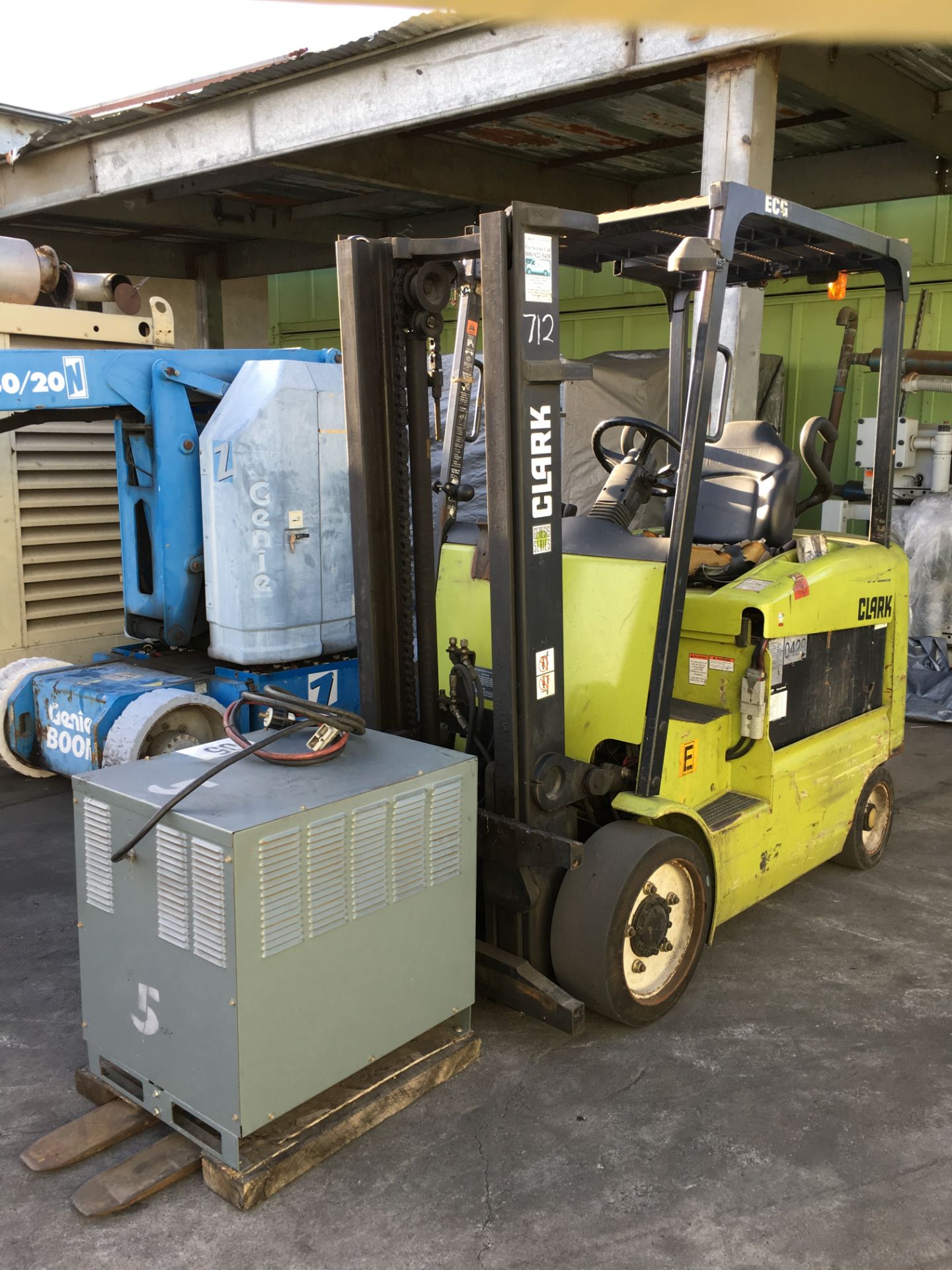 CLARK 4500 LB CAPACITY ELECTRIC FORKLIFT WITH BATTERY CHARGER Loading Fee: 100