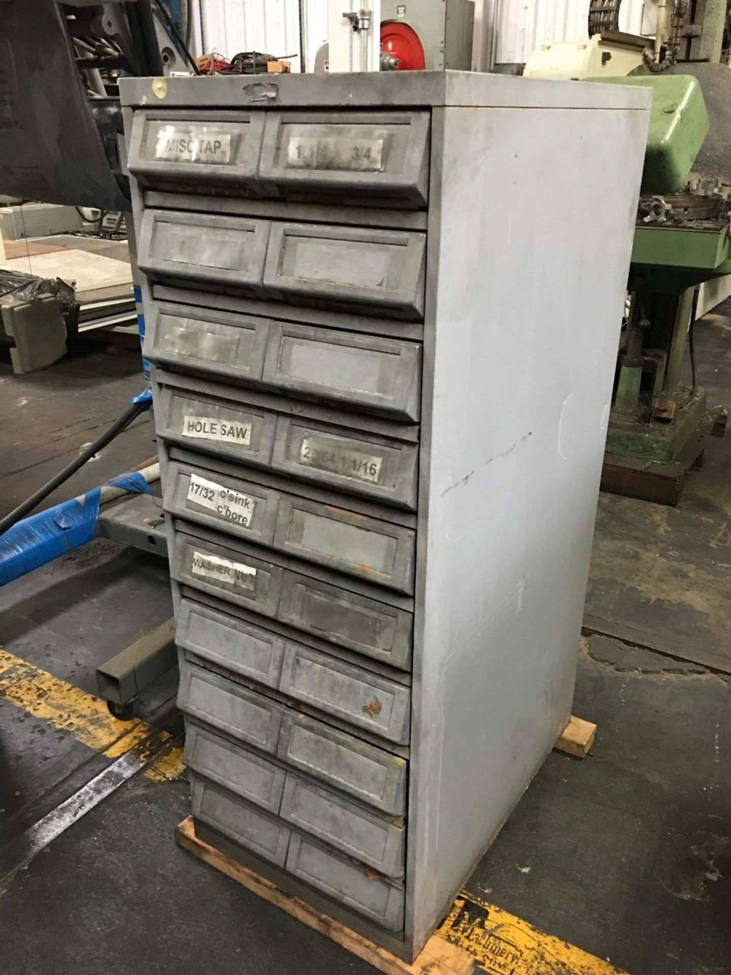26" x 30" x 52" CABINET WITH CONTENT, DRILLS AND BOLTS