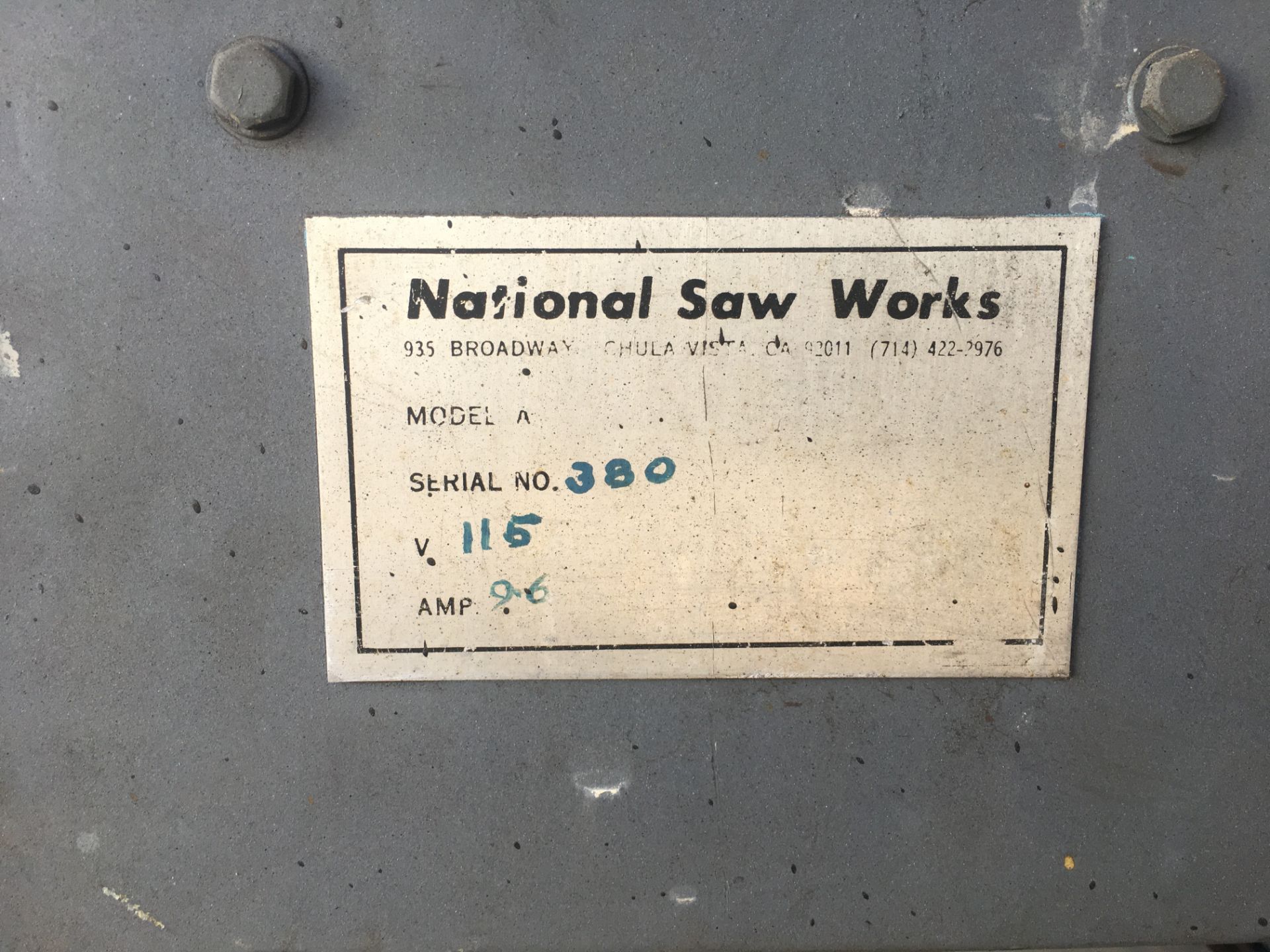 NATIONAL SAW WORK 38" DEEP THROAT 1 HP 115V SINGLE PHASE SAW - Image 2 of 5