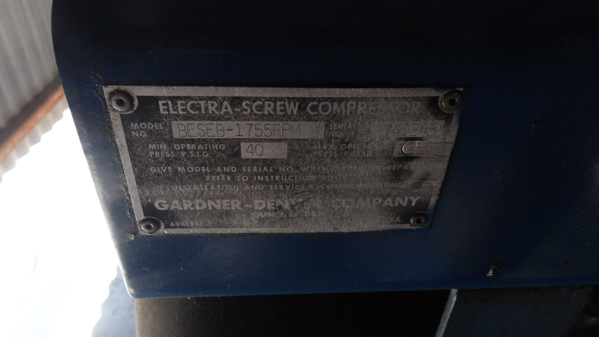 ELECTRA-SCREW COMPRESSOR BESEB-1755RPM - Image 2 of 2