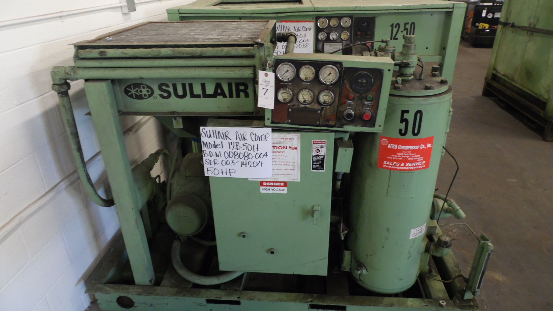 SULLAIR AIR COMPRESSOR 50 HP MODEL 12B-50H