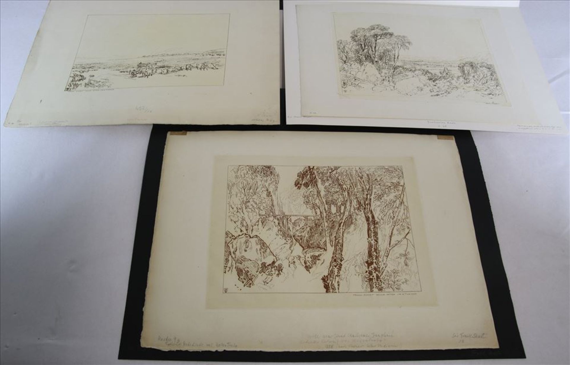 Short, Frank 1857-1945 Drei Landschaftsdarstellungen teils nach J.M.W. Turner. Radierungen