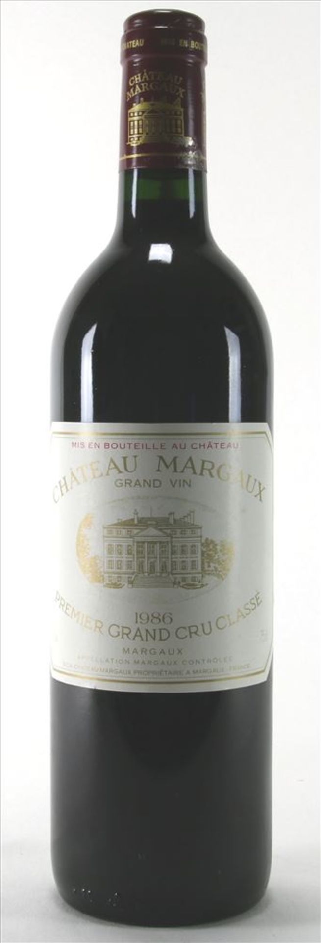 Flasche Chateau Margaux 1986 Premier Grand Cru classé. 0,75 Liter. Füllstand Mitte Hals, Kapsel