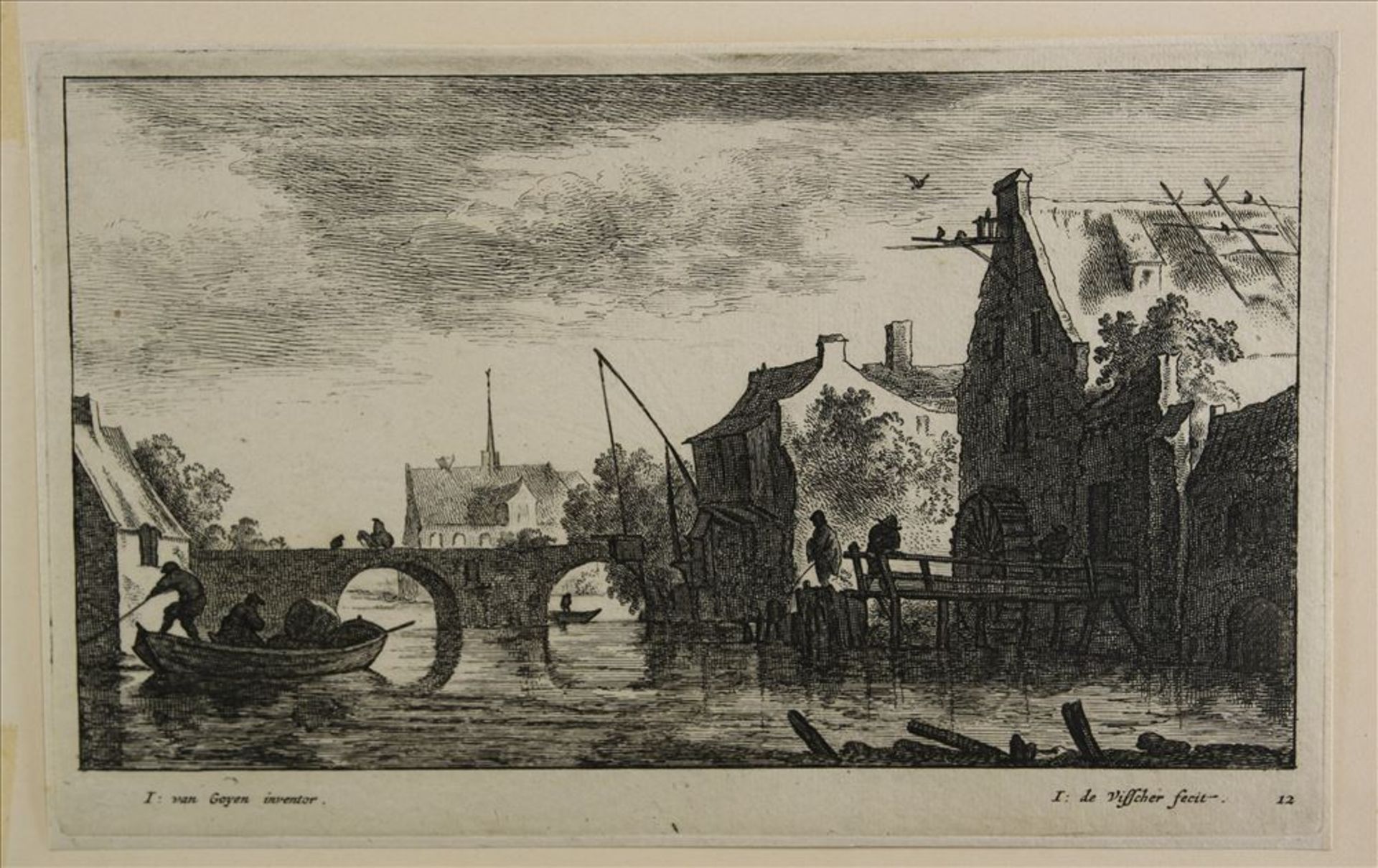 de Viesscher, Johannes ca. 1636-1692 Zwei Radierungen nach van Goyen. Fischerboote und Angler vor - Bild 3 aus 5