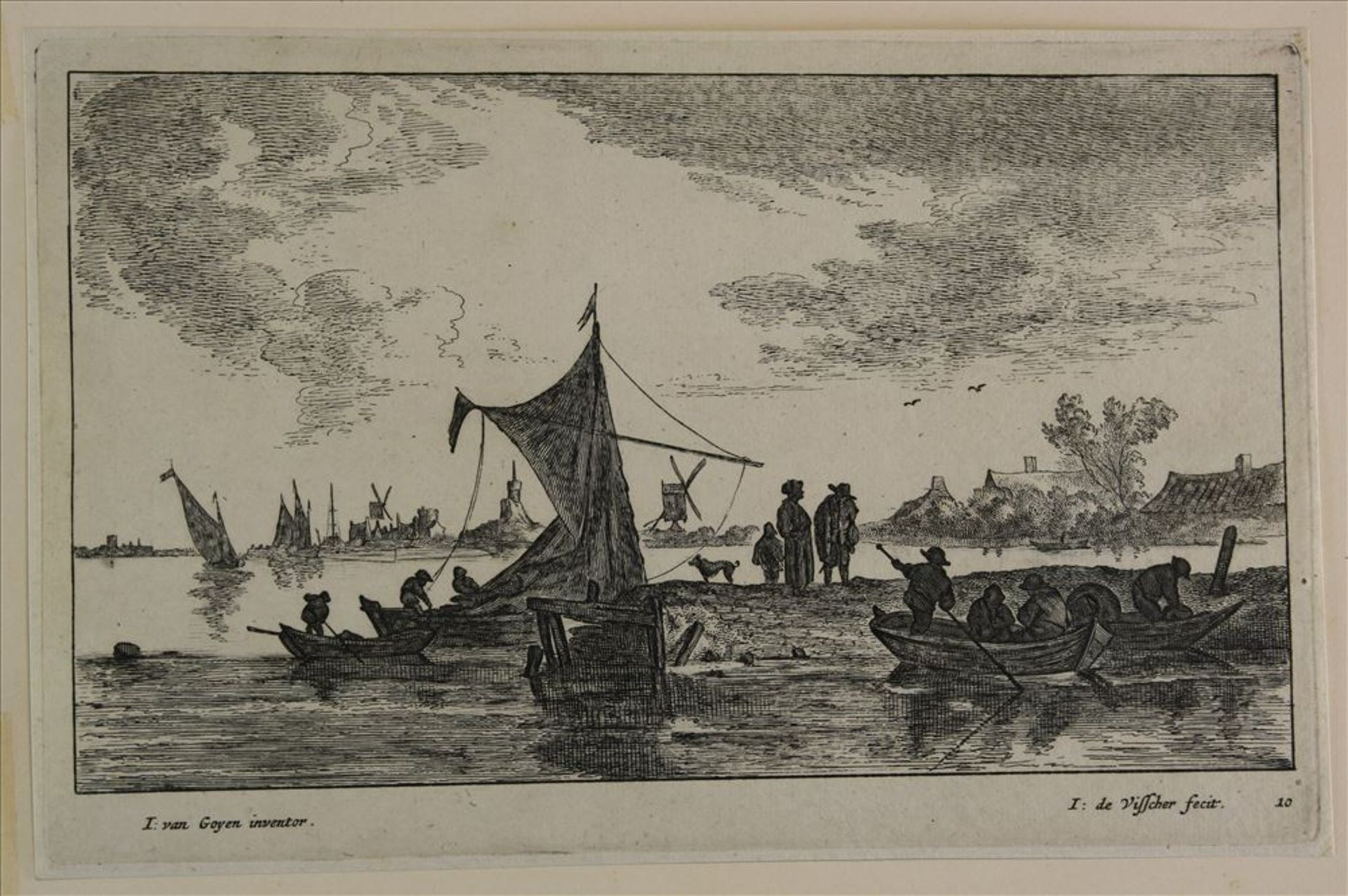 de Viesscher, Johannes ca. 1636-1692 Zwei Radierungen nach van Goyen. Fischerboote und Angler vor - Bild 2 aus 5