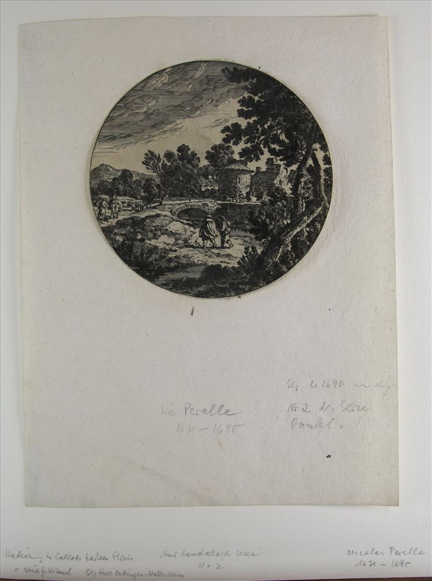 Perelle, Nicolas ca. 1631-1695 Blatt aus der Landschaftsserie. Radierung auf Papier. Auf dem - Image 2 of 4