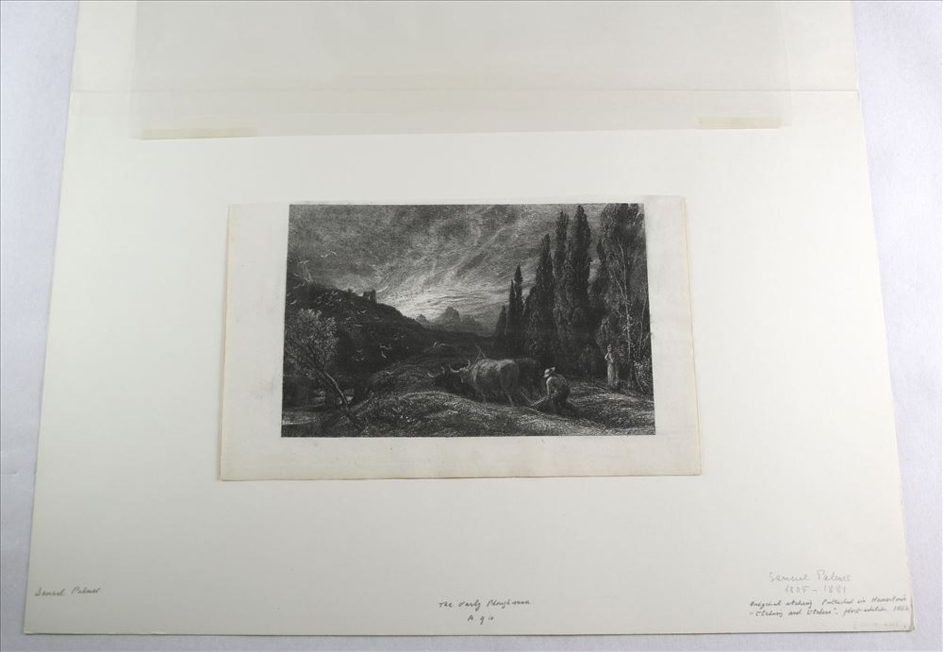 Palmer, Samuel 1805 London - 1881 Reigate. The early Ploughman. Original Radierung erschienen - Bild 2 aus 2