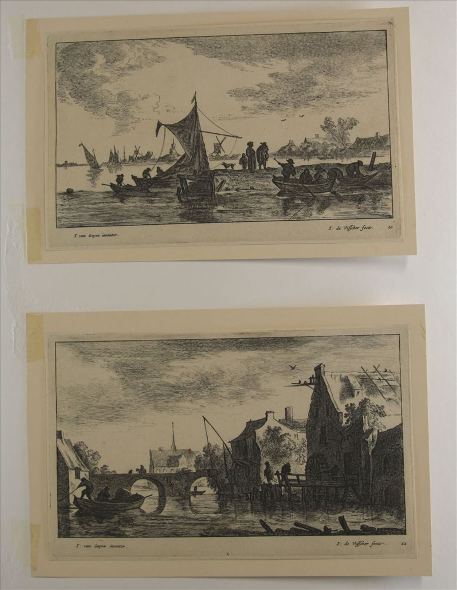 de Viesscher, Johannes ca. 1636-1692 Zwei Radierungen nach van Goyen. Fischerboote und Angler vor