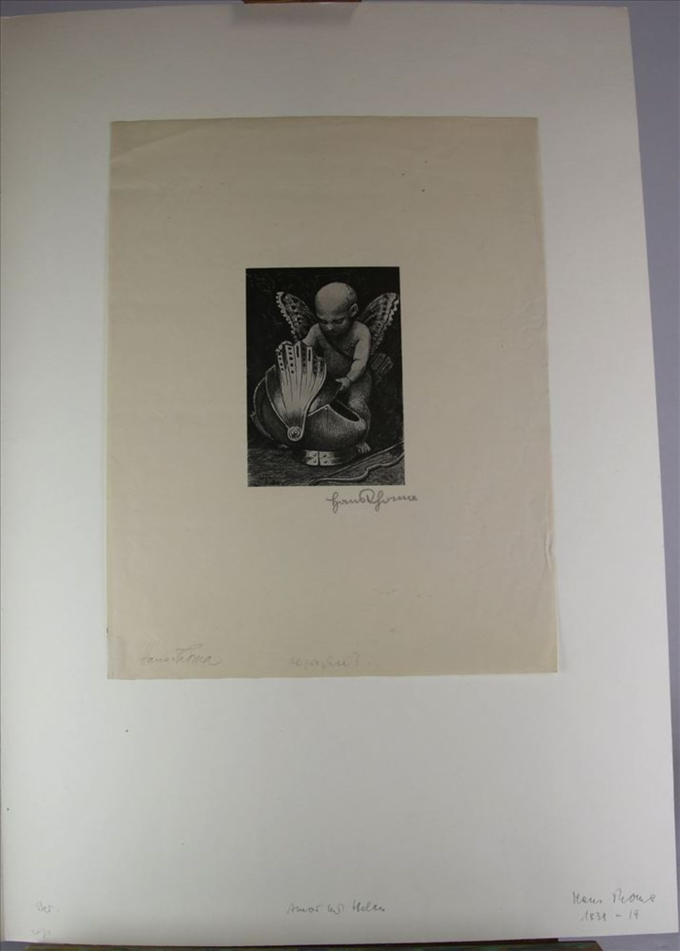 Thoma, Hans 1839 Bernau - 1924 Karlsruhe. Amor mit Helm. Lithographie auf Papier. Unten links im - Bild 3 aus 4