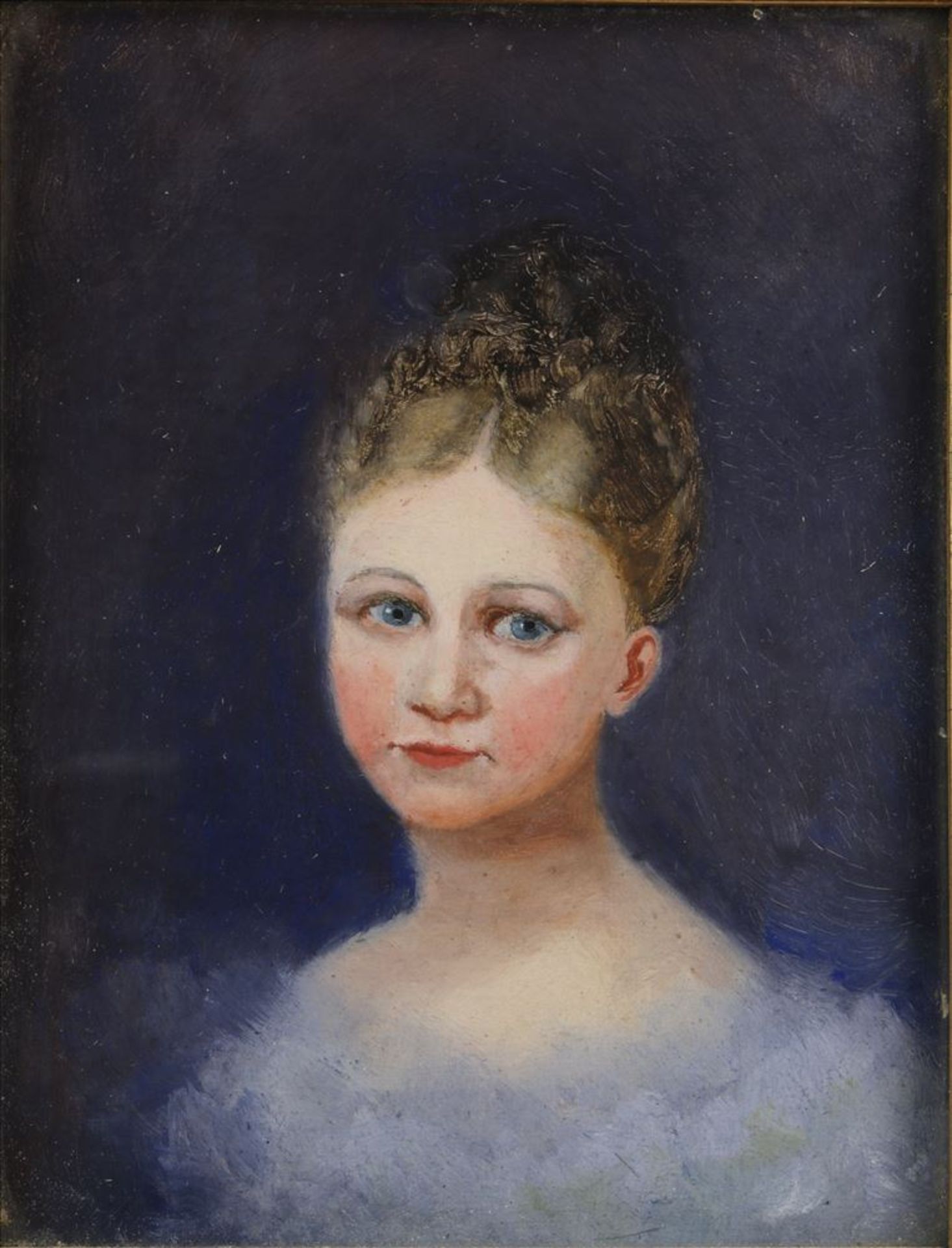 Miniatur Wohl deutsch um 1900. Bildnis einer hübschen jungen Dame.Pastell auf Papier. Größe ca. 13,5