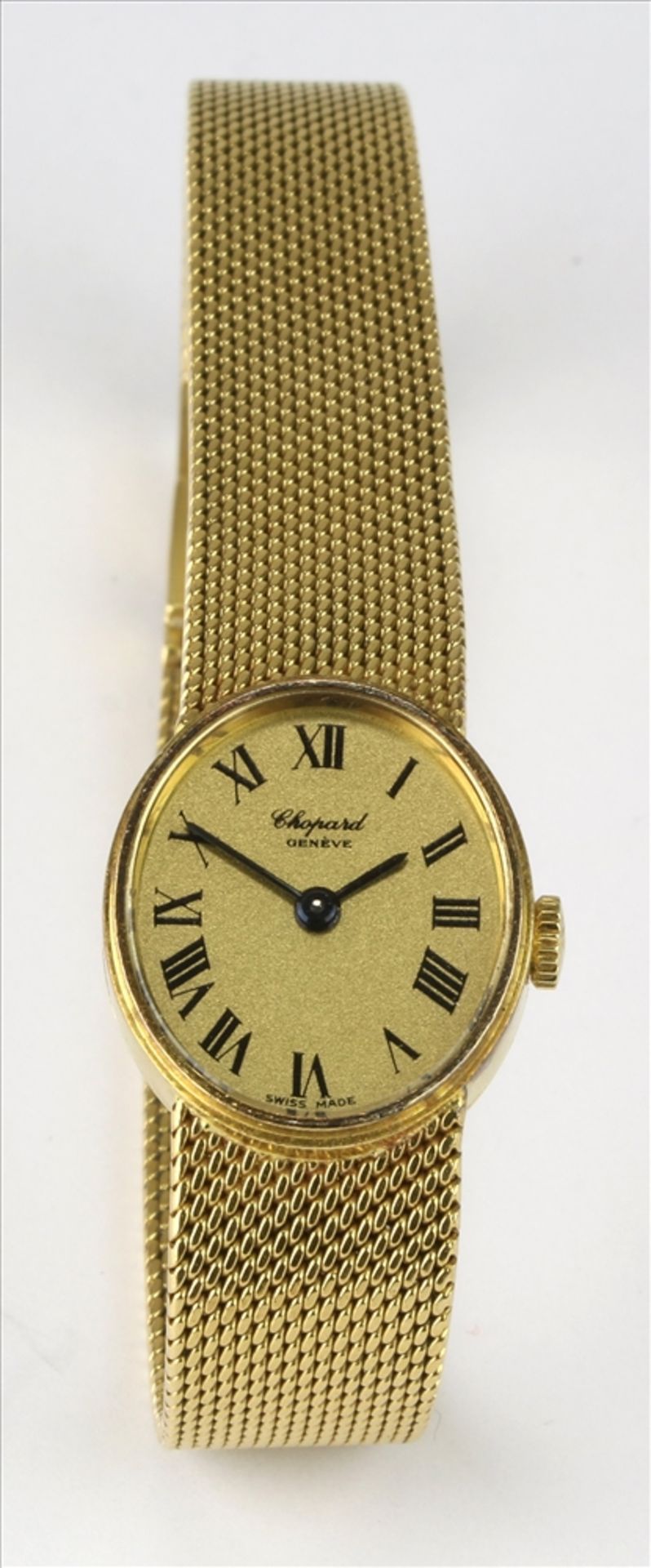 Damenarmbanduhr Chopard Schweiz 1970-er Jahre. GG 750. Ovales Gehäuse mit lateinischer Minuterie und