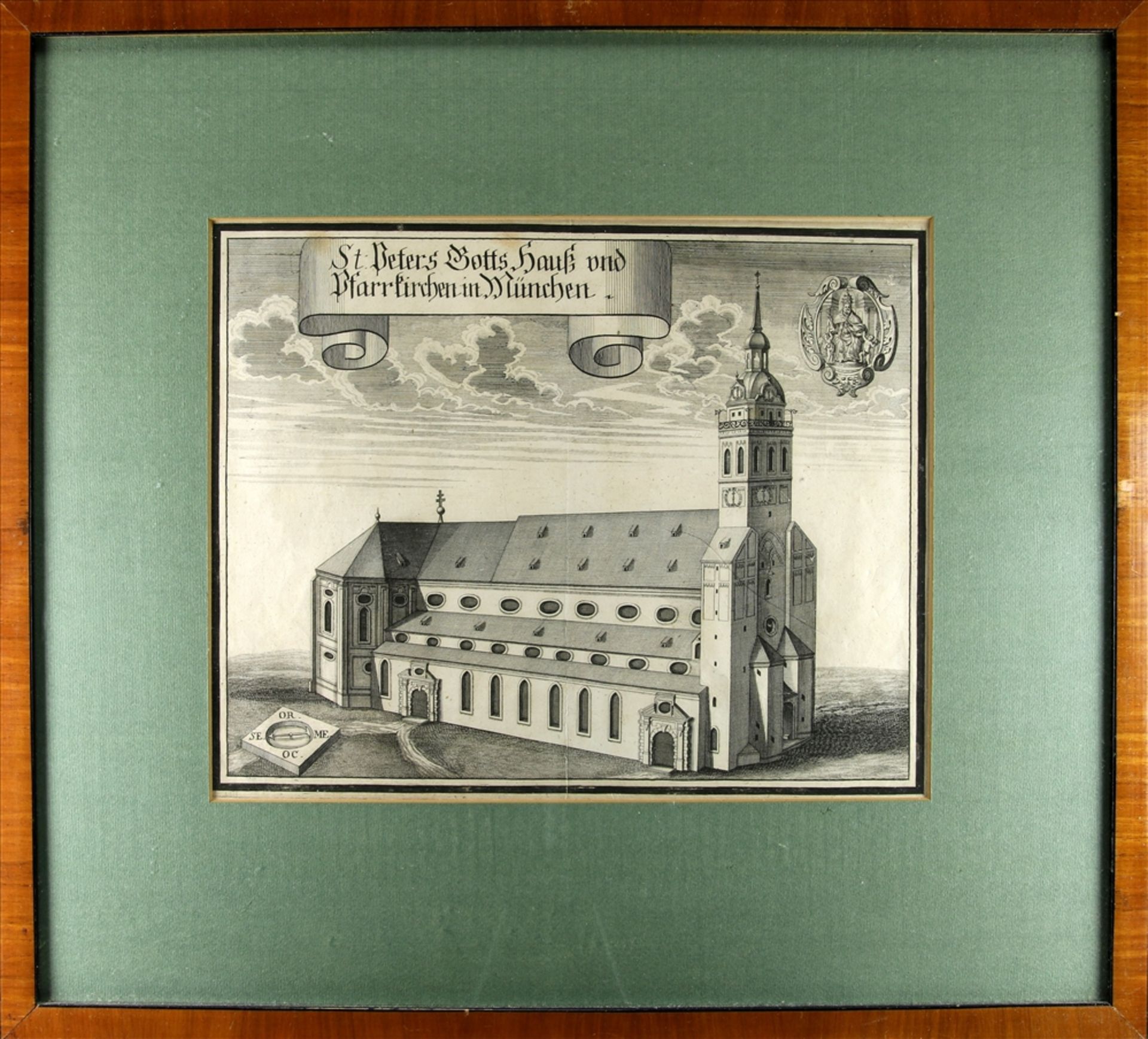Wenig, Michael 1645 - 1718 St. Peters Gotts Haus und Pfarrkirchen in München. Kupferstich aus - Bild 2 aus 2