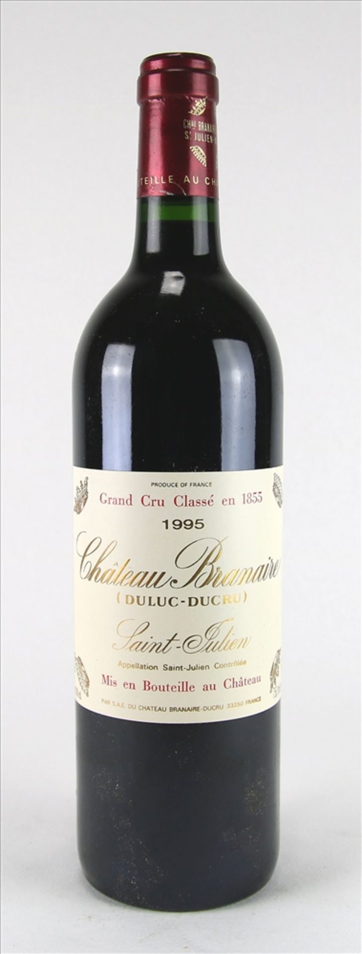 Flasche Chateau Branaire 1995 Saint-Julien. Grand Cru classé. 0,75 Liter. Füllstand Mitte Hals,