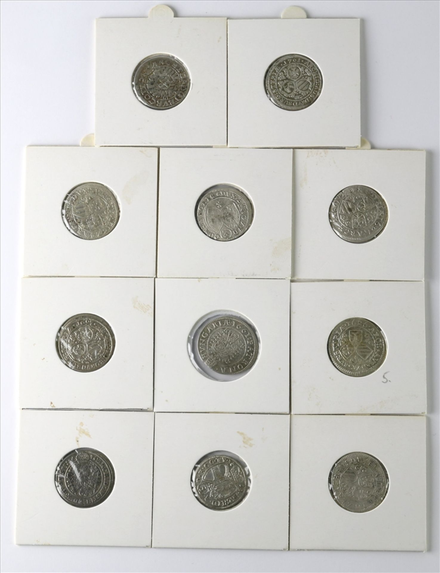 Elf Münzen Österreich Jeweils 3-Kreuzer Stücke. Ferdinand I und II sowie Leopold I. Unterschiedliche - Bild 2 aus 2
