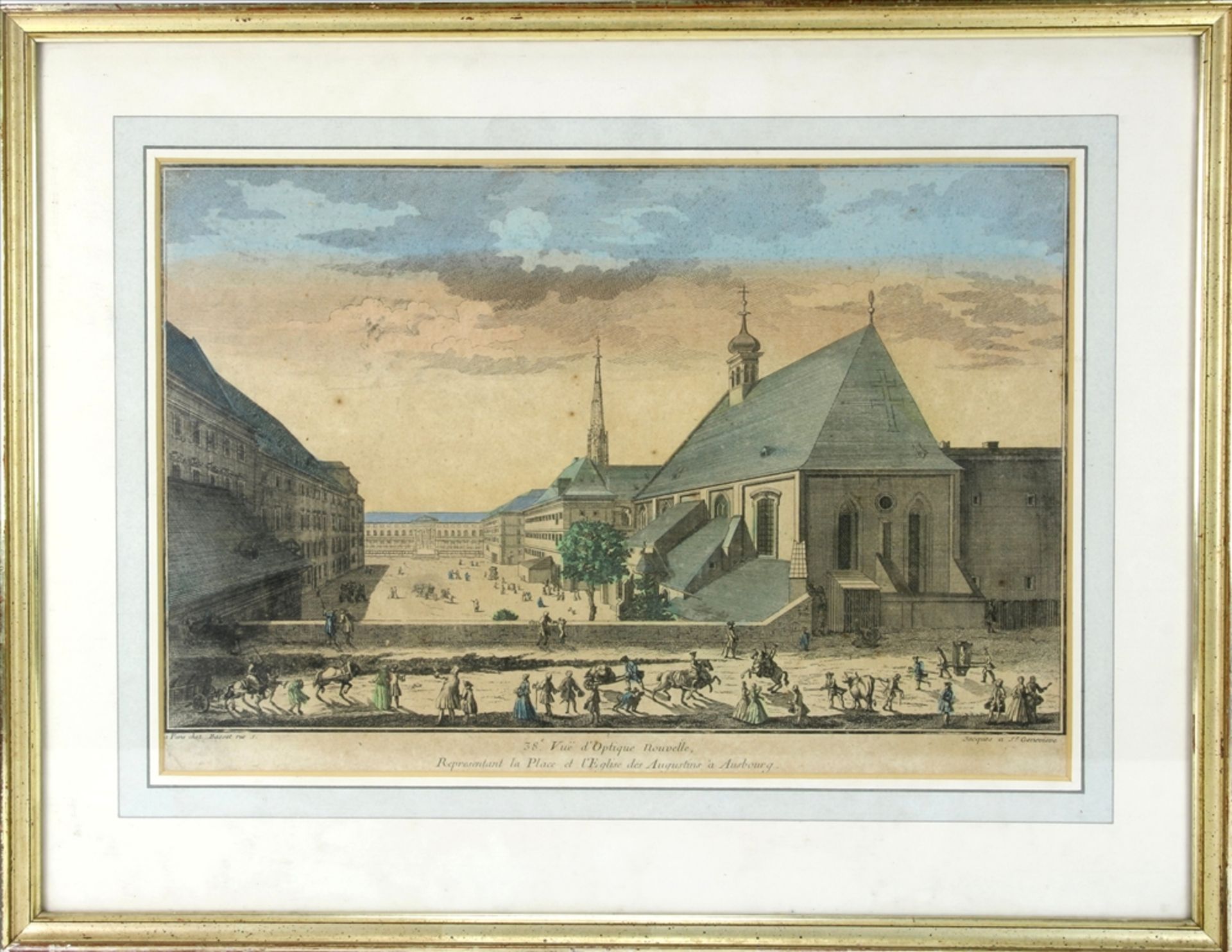 Guckkastenbild 38. Vue d'Optique Nouvelle ... Ausbourg. Blick auf die Augustinerkirche um 1770. - Bild 2 aus 3