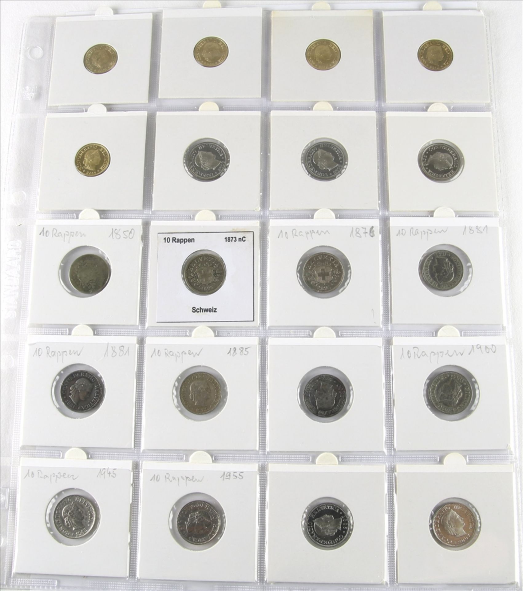 20 Münzen Schweiz Meist 10 Rappen. Unterschiedliche Nominale, Jahrgänge und Zustände. Von