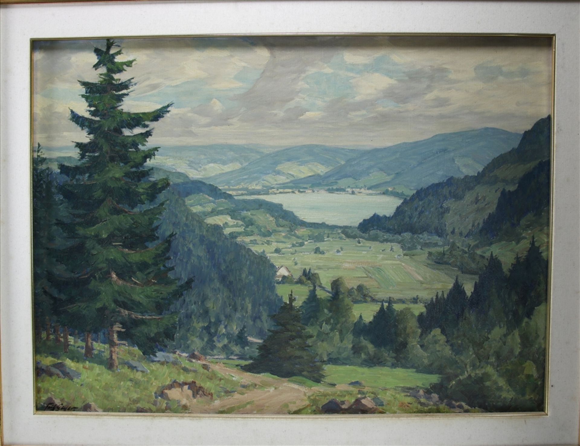 Geyer, Fritz 1875 Nürnberg - 1947 Tübingen. Blick auf den Schluchsee. Öl auf Leinwand. Unten links