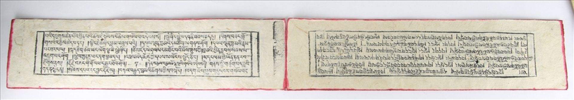 Buddhistisches Leporello Wohl Tibet/Nepal 19. Jh. Mehrere Seiten auch mit sehr schönen - Image 2 of 6