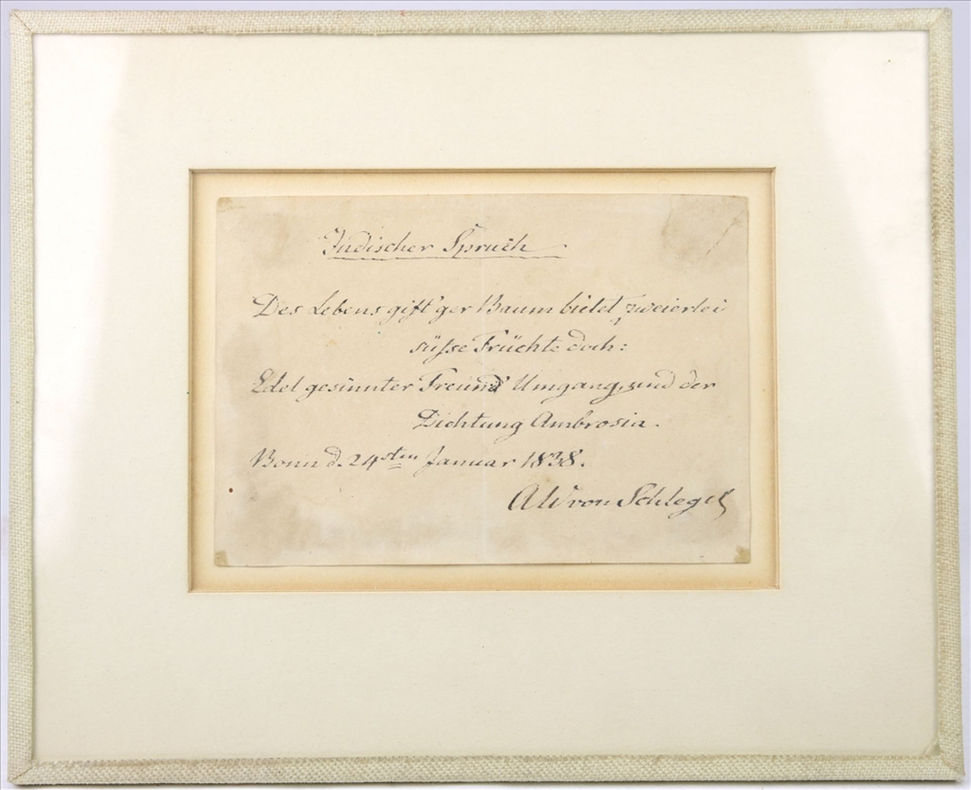 Autograph August Wilhelm von Schlegel (1767 - 1845), U.a. Übersetzer der wichtigsten Werke von