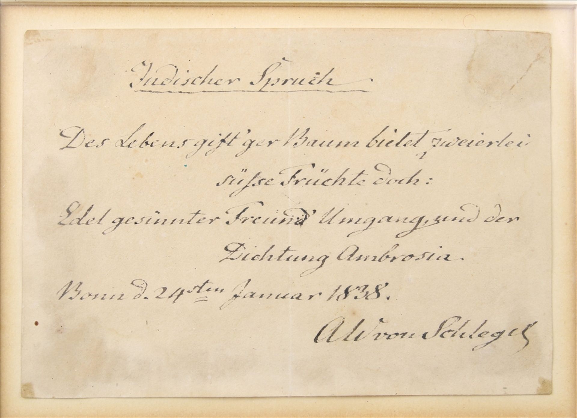 Autograph August Wilhelm von Schlegel (1767 - 1845), U.a. Übersetzer der wichtigsten Werke von - Image 2 of 4