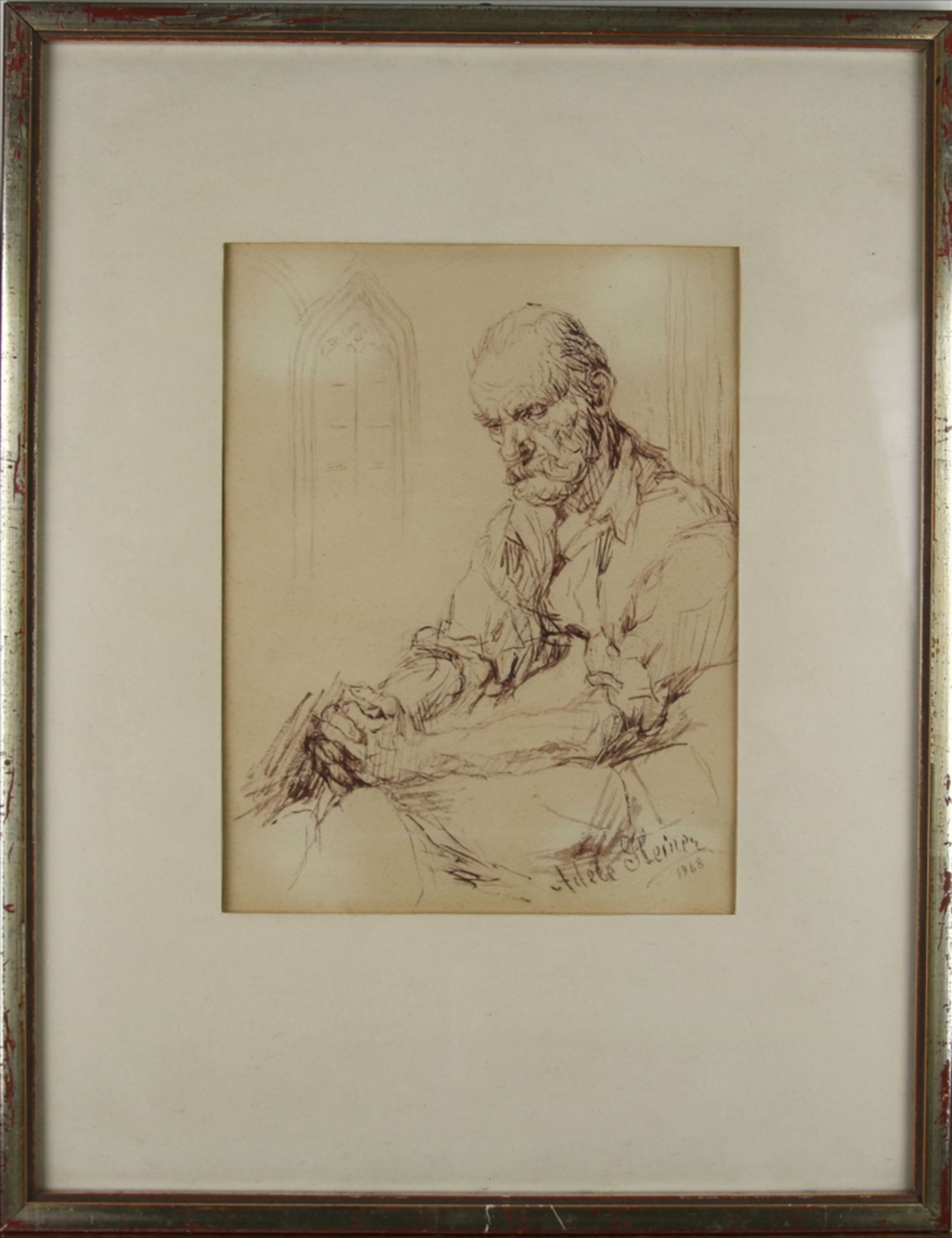 Steiner, Adéle 1887 Polen - 1981 Meran?. Halbportrait eines sitzenden Mannes. Unten rechts - Bild 2 aus 3