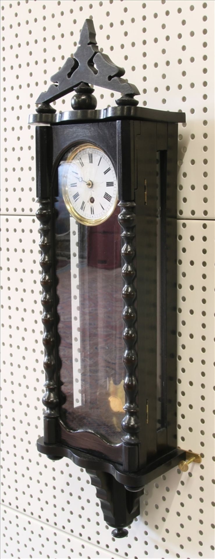 Miniatur Regulator Wohl Schwarzwald 19. Jh. Dreiseitenverglastes ebonisiertes Holzgehäuse mit - Bild 4 aus 5