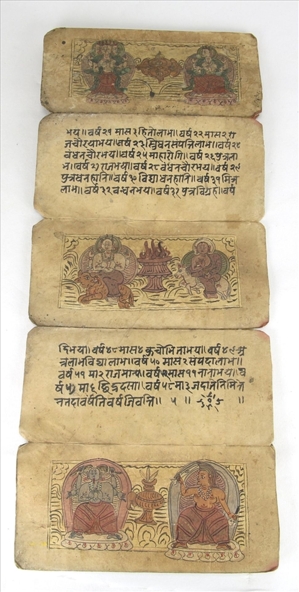 Buddhistisches Leporello Wohl Tibet/Nepal 19. Jh. Mehrere Seiten auch mit sehr schönen - Image 5 of 6