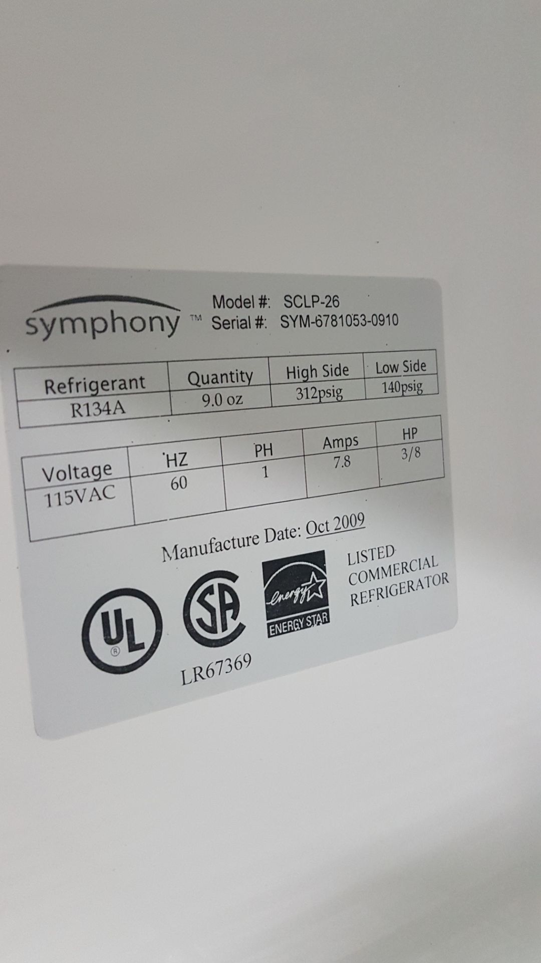 VWR Symphony freezer, model SCLP-26, 26" W x 24" D x 52"H, 115 volt. - Image 7 of 9