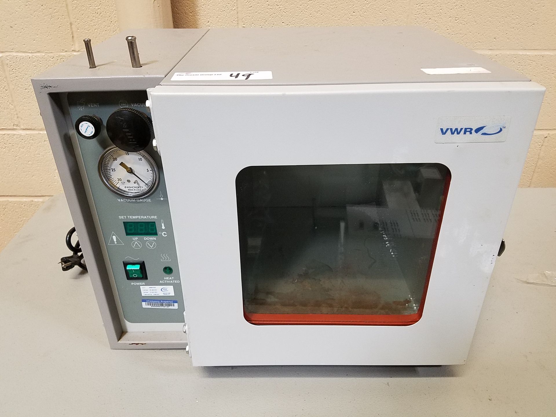 VWR vacuum oven, model 1415M, 9" x 9" x 11" deep chamber, 115 volt.