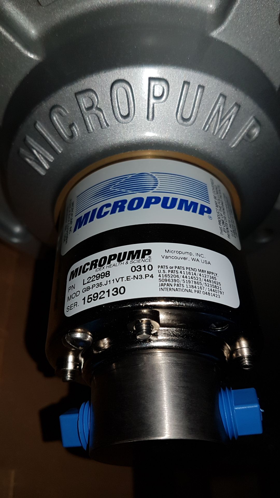 Lot of (3) Micropump 1/8" pumps, modle GBP35, in OEM box. - Image 5 of 6