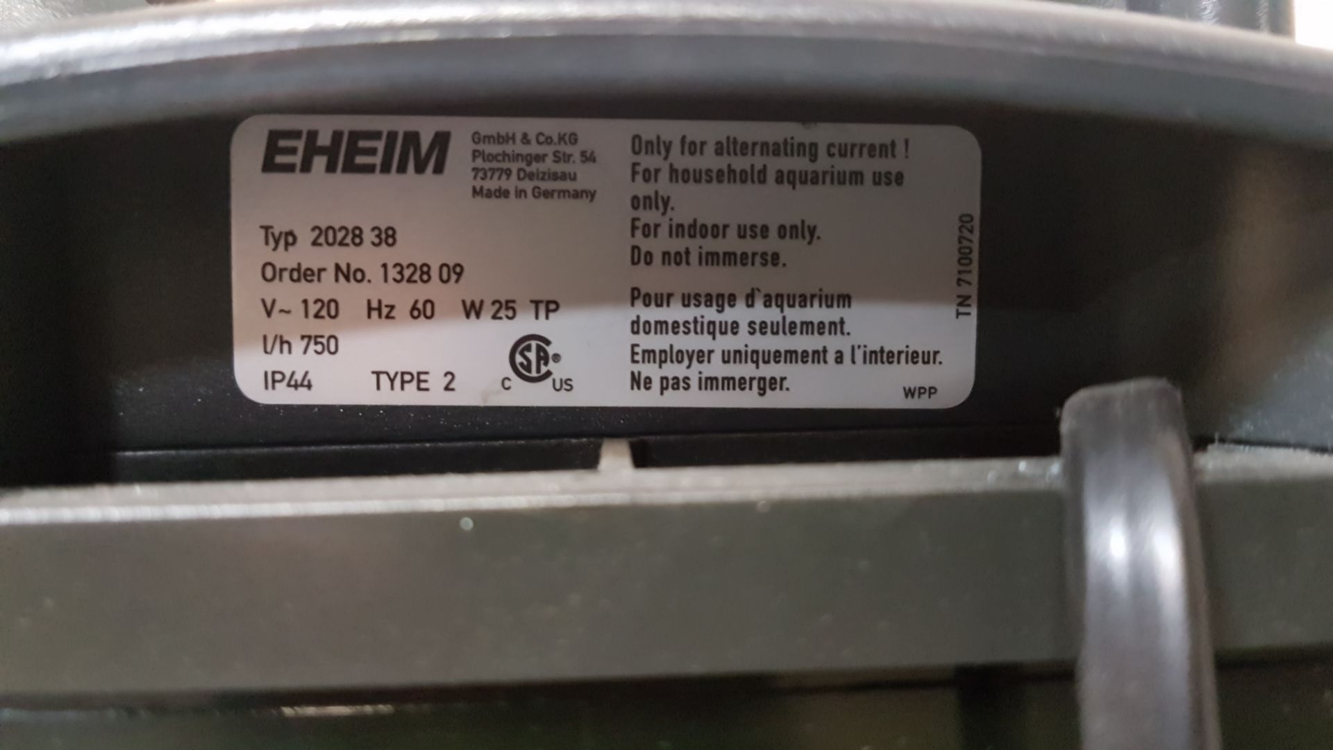 Eheim external filter, model 202838, 120 volt. - Image 6 of 6