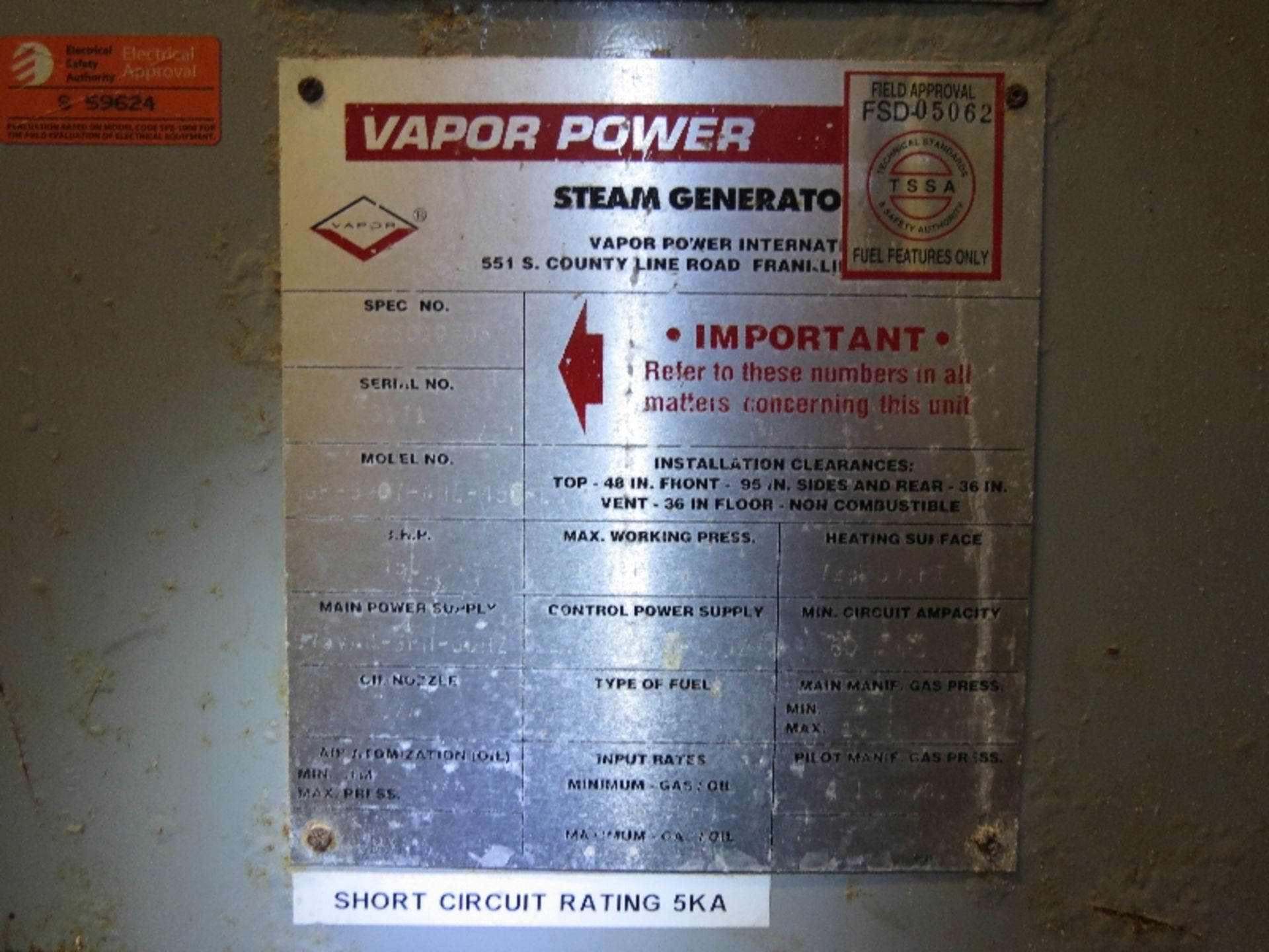 VaporPower Boiler / Steam Generator Natural Gas Fired - Image 5 of 6