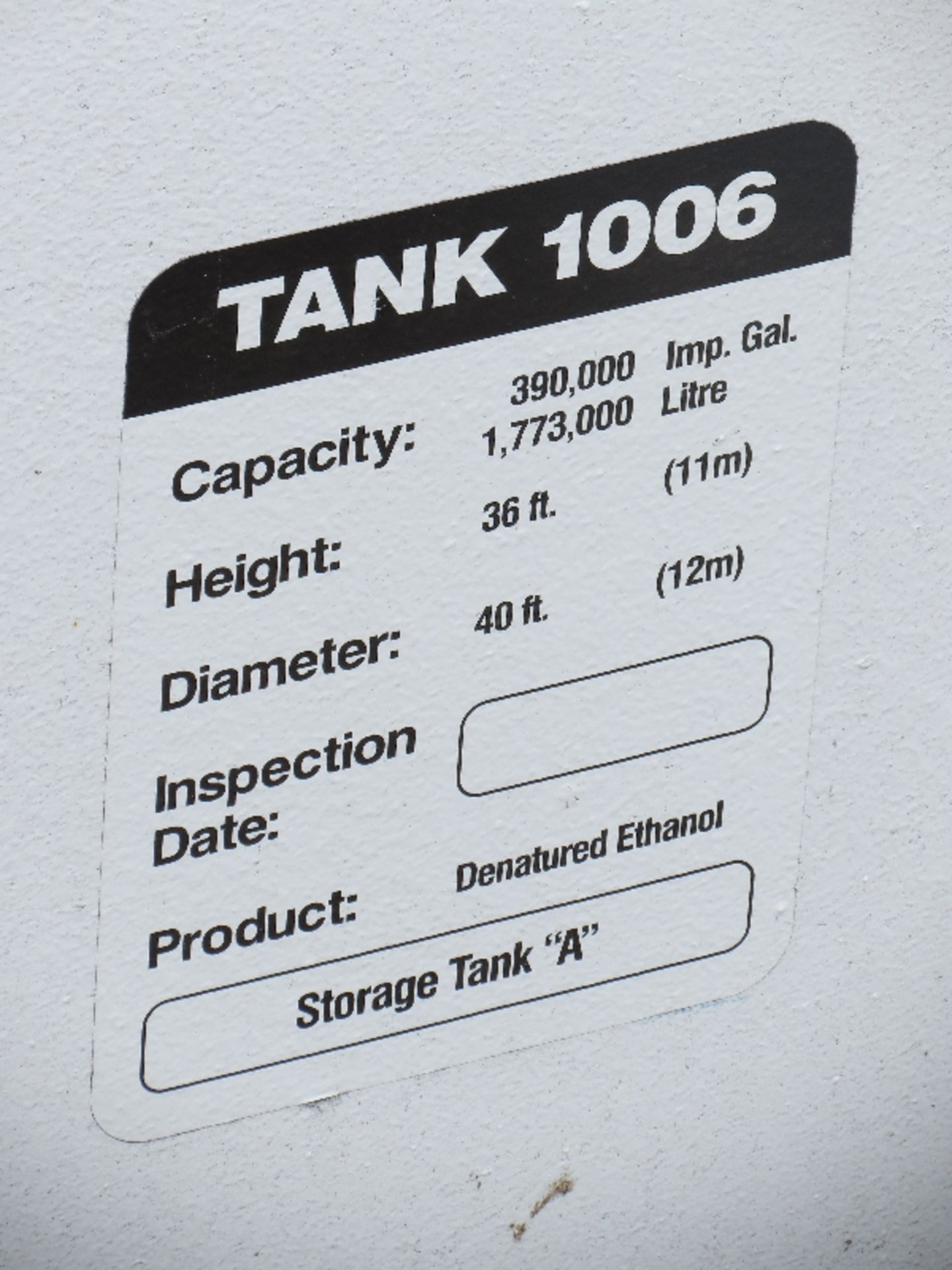 1,773,000 Litre (390,000 Imperial Gallon) Denatured Ethanol Storage Tank - Image 5 of 6