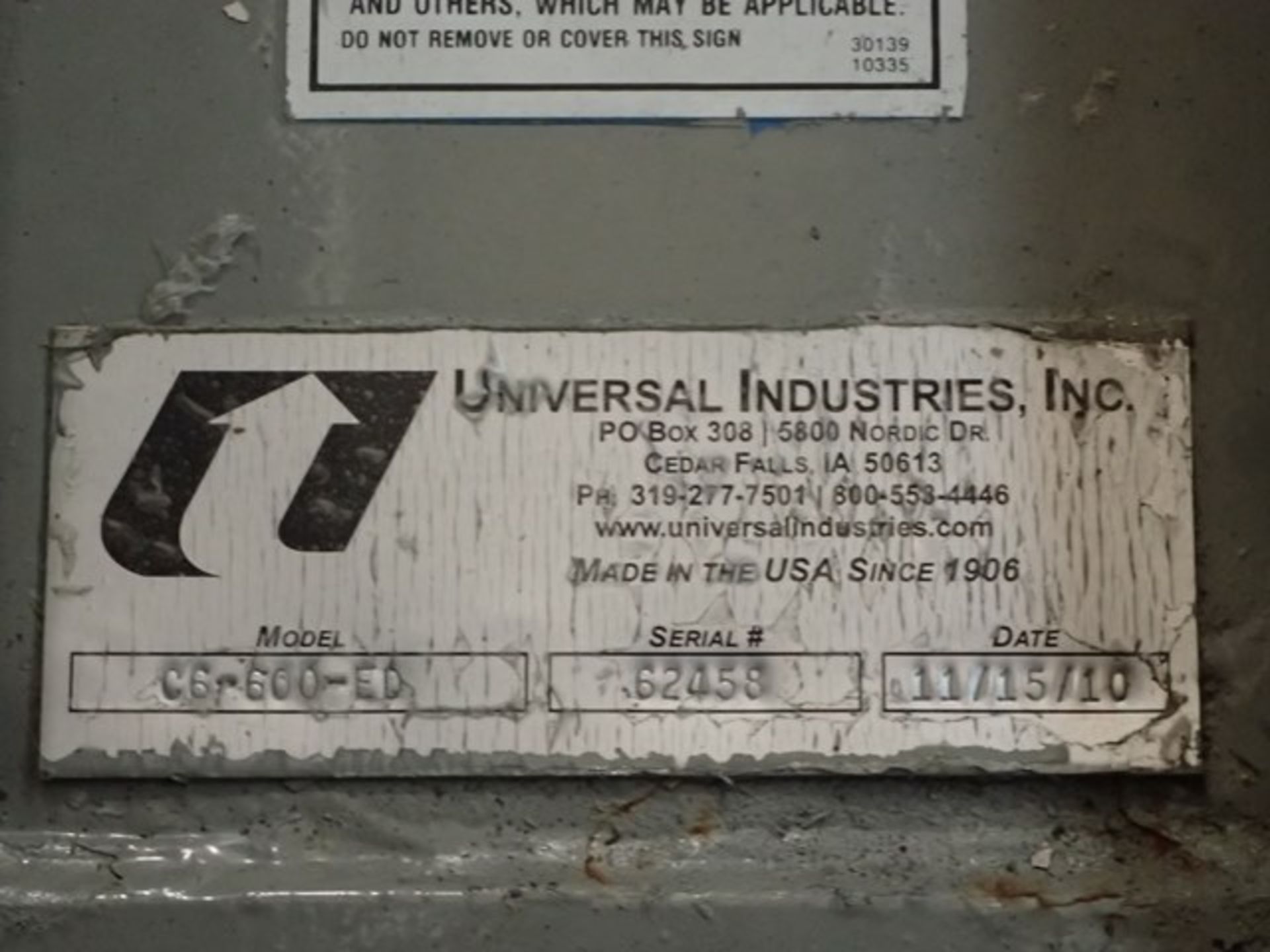 13' Universal Ind Bucket Elevator, Model C6-600-ED,C/S - Image 2 of 10