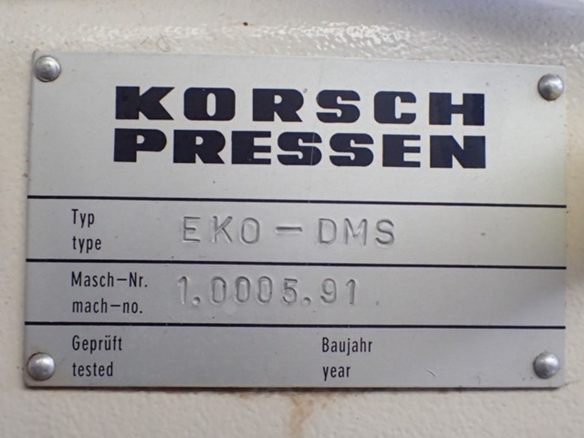 Korsch EKO-DMS single station tablet press, 30 KN compression pressure, 20 mm max tablet diameter, - Image 2 of 11