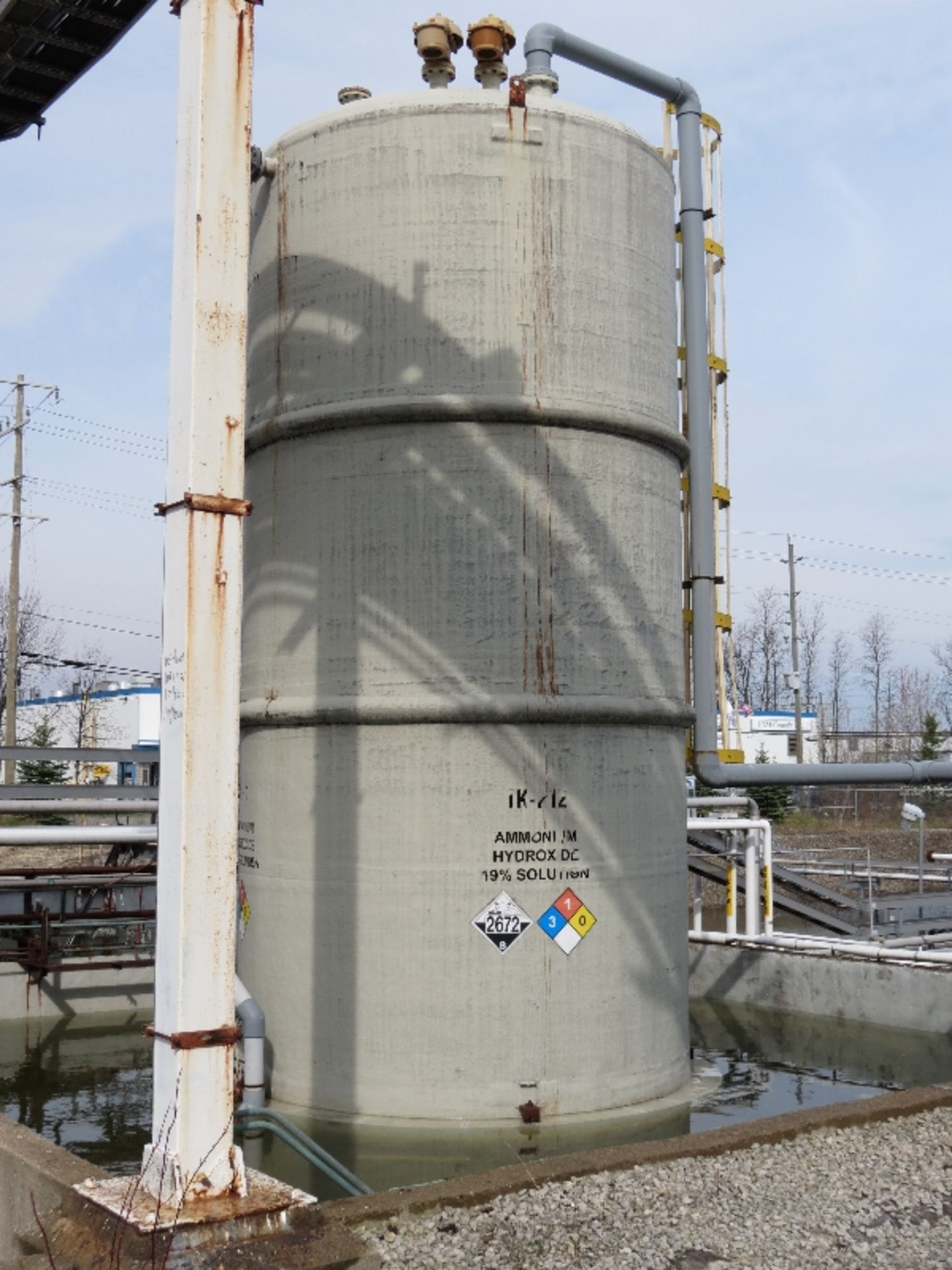 Ammonium Hydroxide Storage Tank,  TK-212, Lot includes pumps, Possible Fiberglass construction