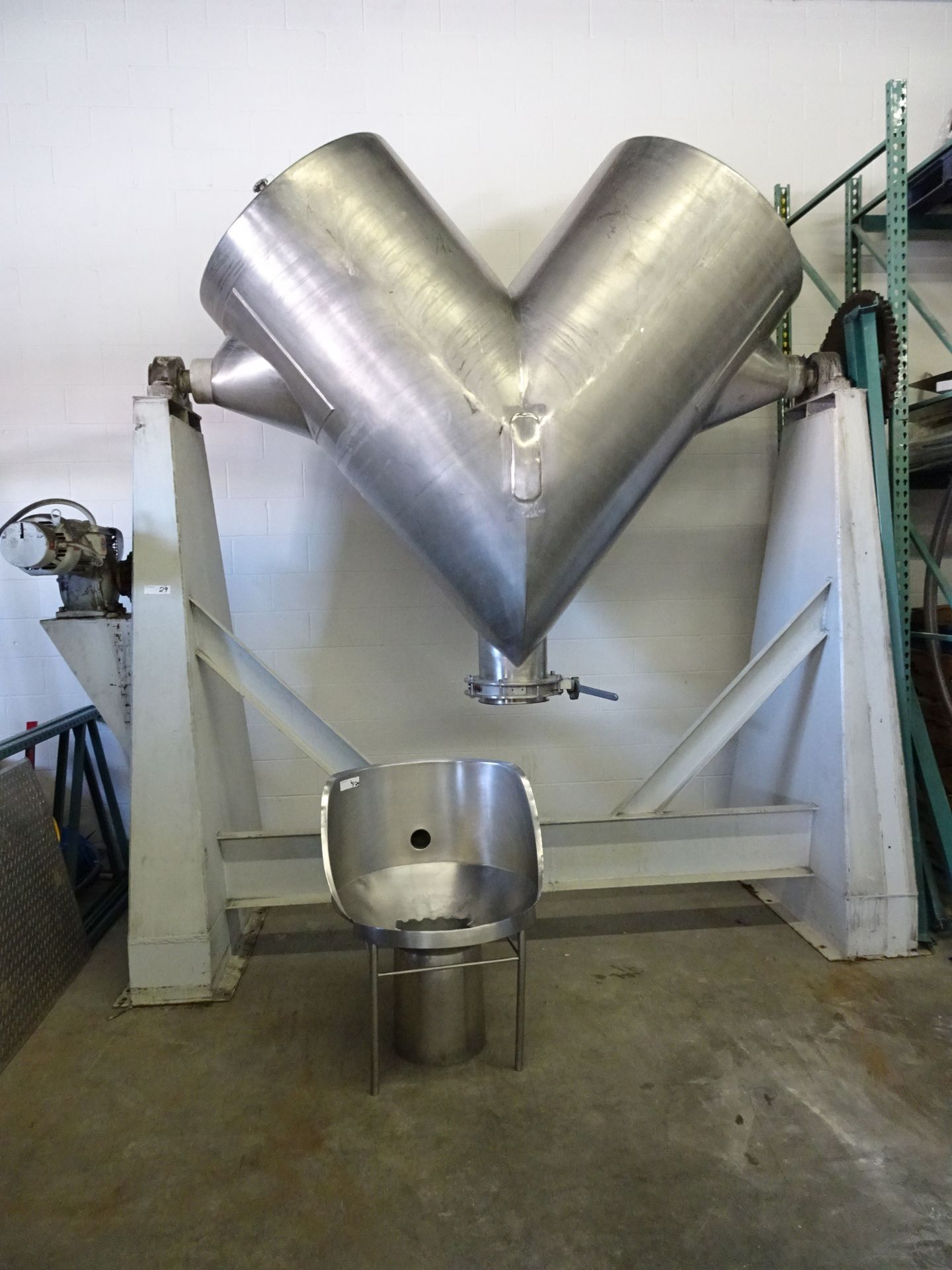 Approximately 50 Cubic Foot V-Shaped Vertical Blender. Please Note Disassembled To Bring Into