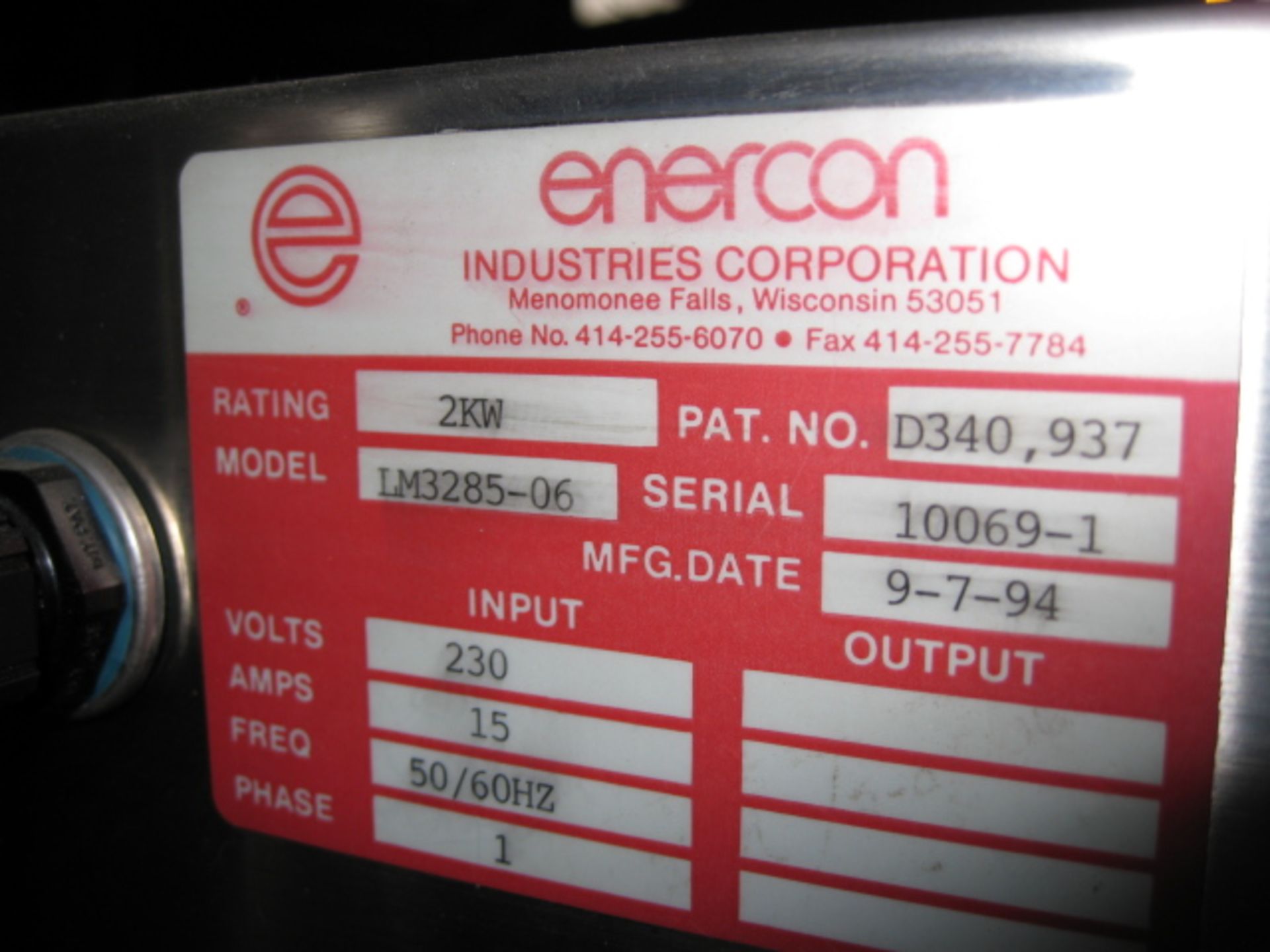 Enercon induction sealer, model LM3285-06 - Image 6 of 6