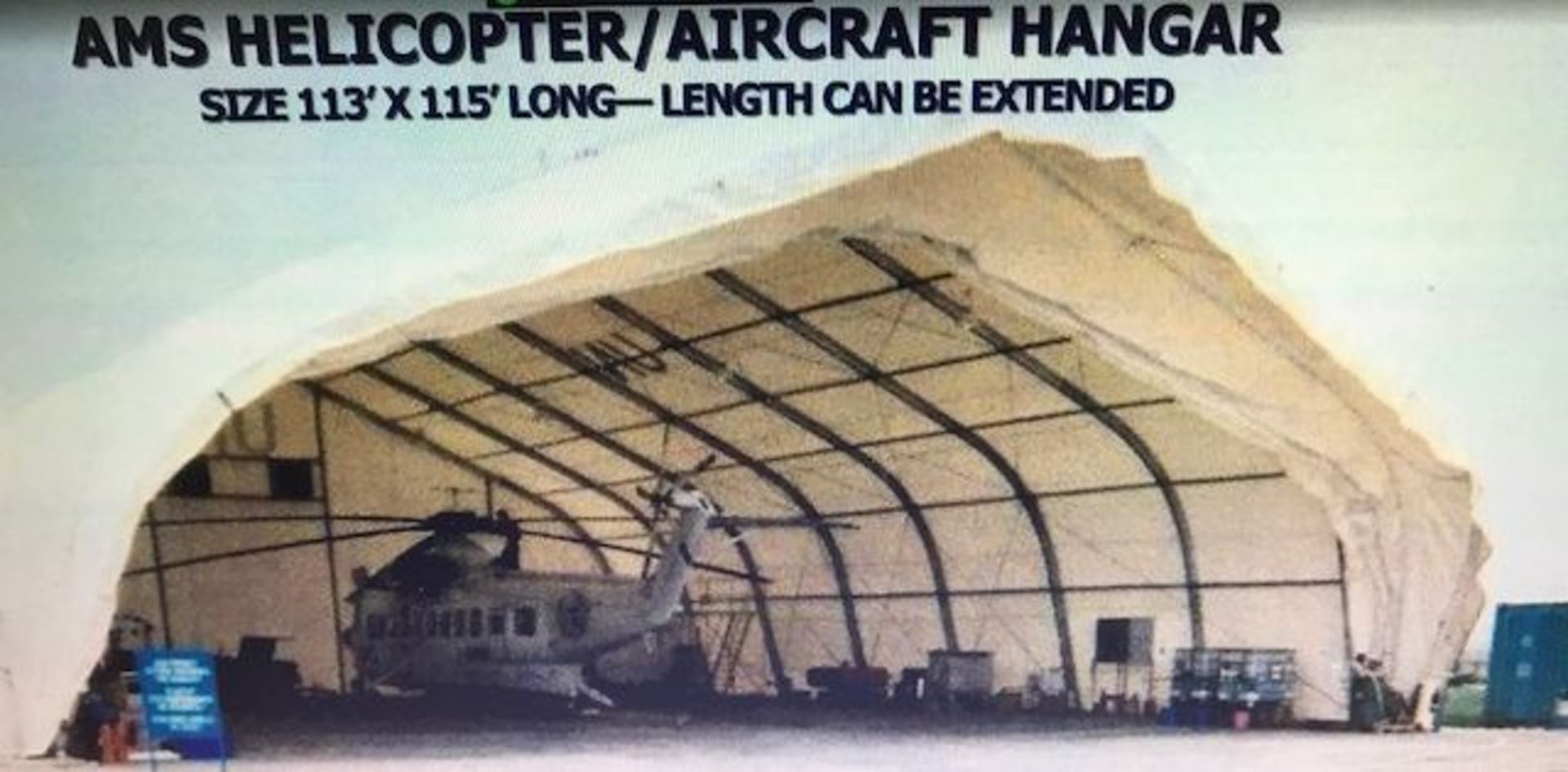 AMS Helicopter / Aircraft Hangar - Collapsible & Reusable Portable Hangar ***See Auctioneers Note***