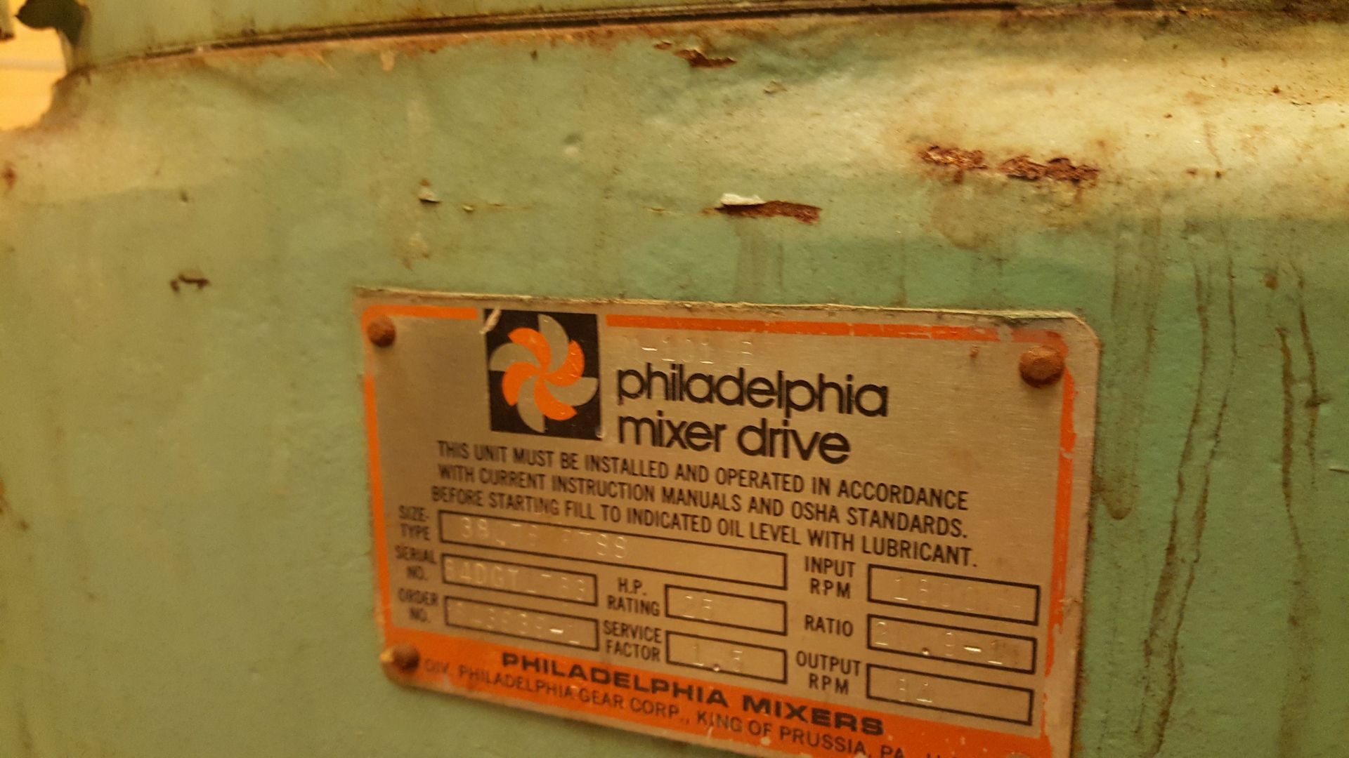 Philadelphia Agitator/Mixer Drive. Type Size 3807S - Image 2 of 12