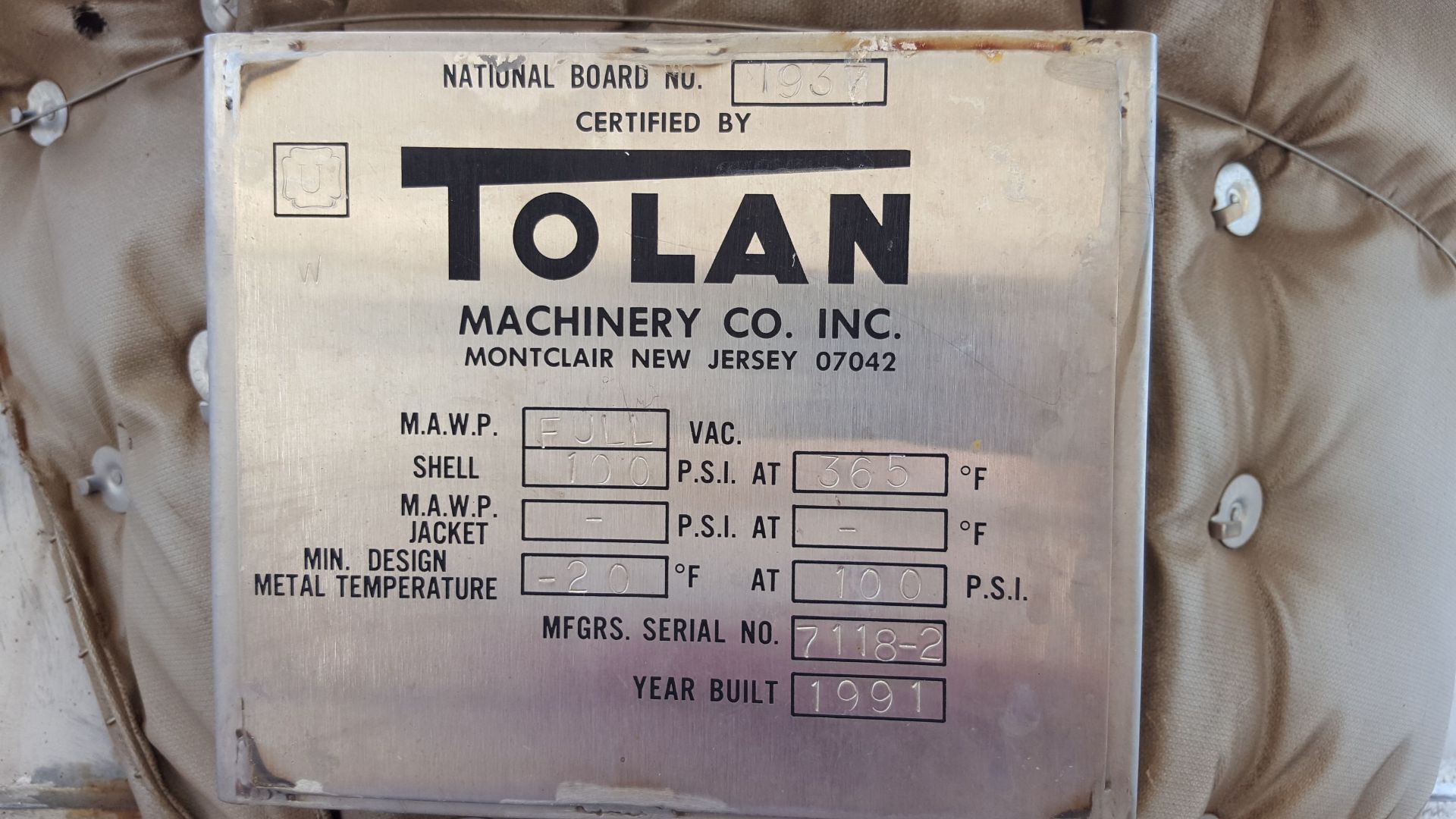 Tolan Machinery Co. Stainless Steel Vessel, 42" straight side x 21" dia. - Image 5 of 6