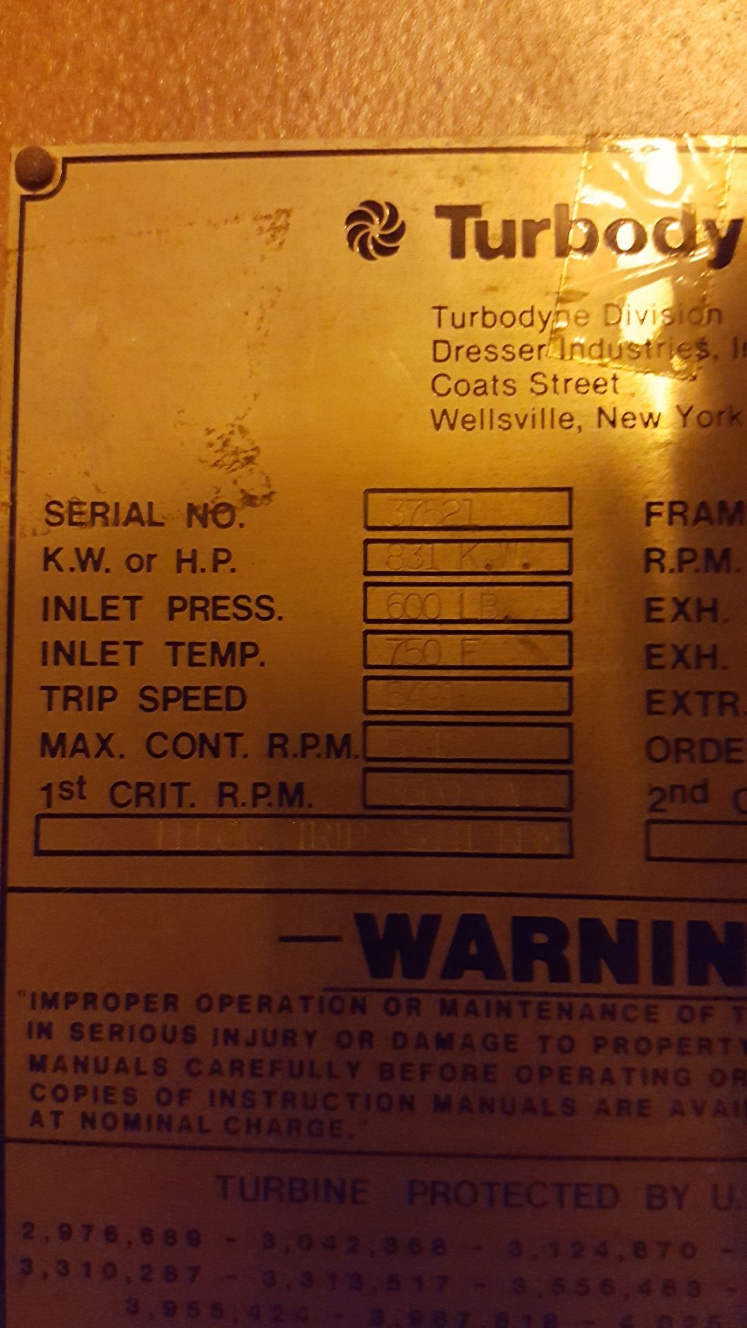 Turbodyne 900Kw Steam Powered Electric Generator, Turbodyne model 37521 - Image 8 of 26