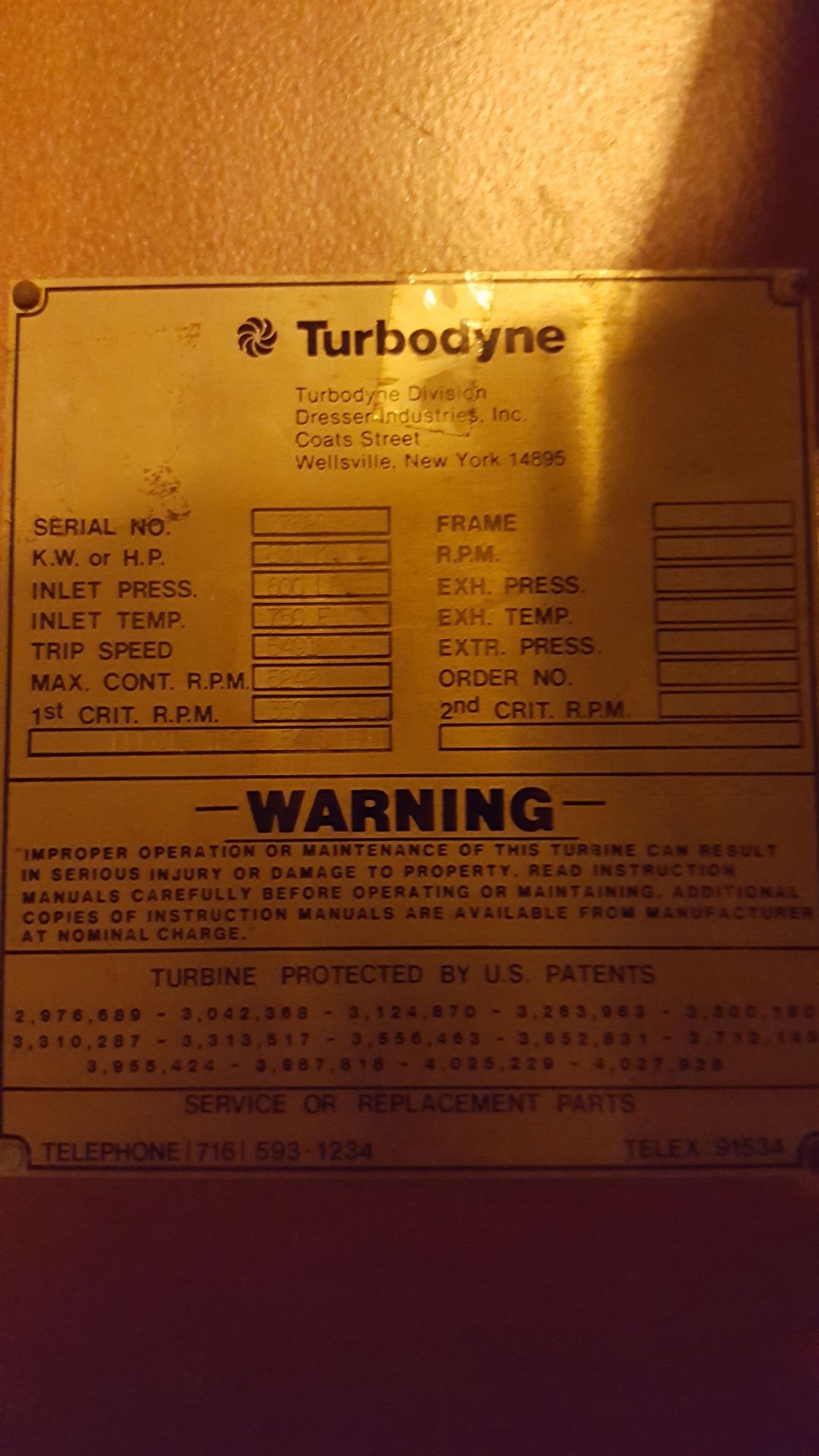 Turbodyne 900Kw Steam Powered Electric Generator, Turbodyne model 37521 - Image 7 of 26