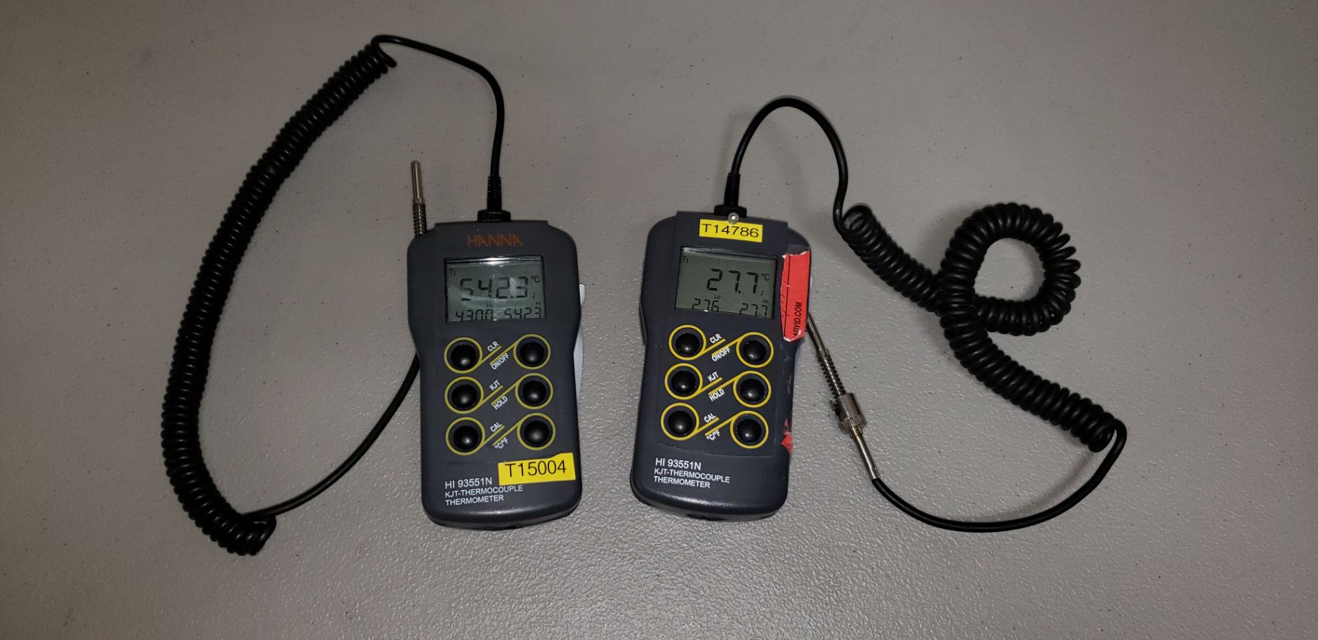 (2) Hanna Instruments HI 93551N KJT Single Channel ThermoCouple Thermometer with Probes