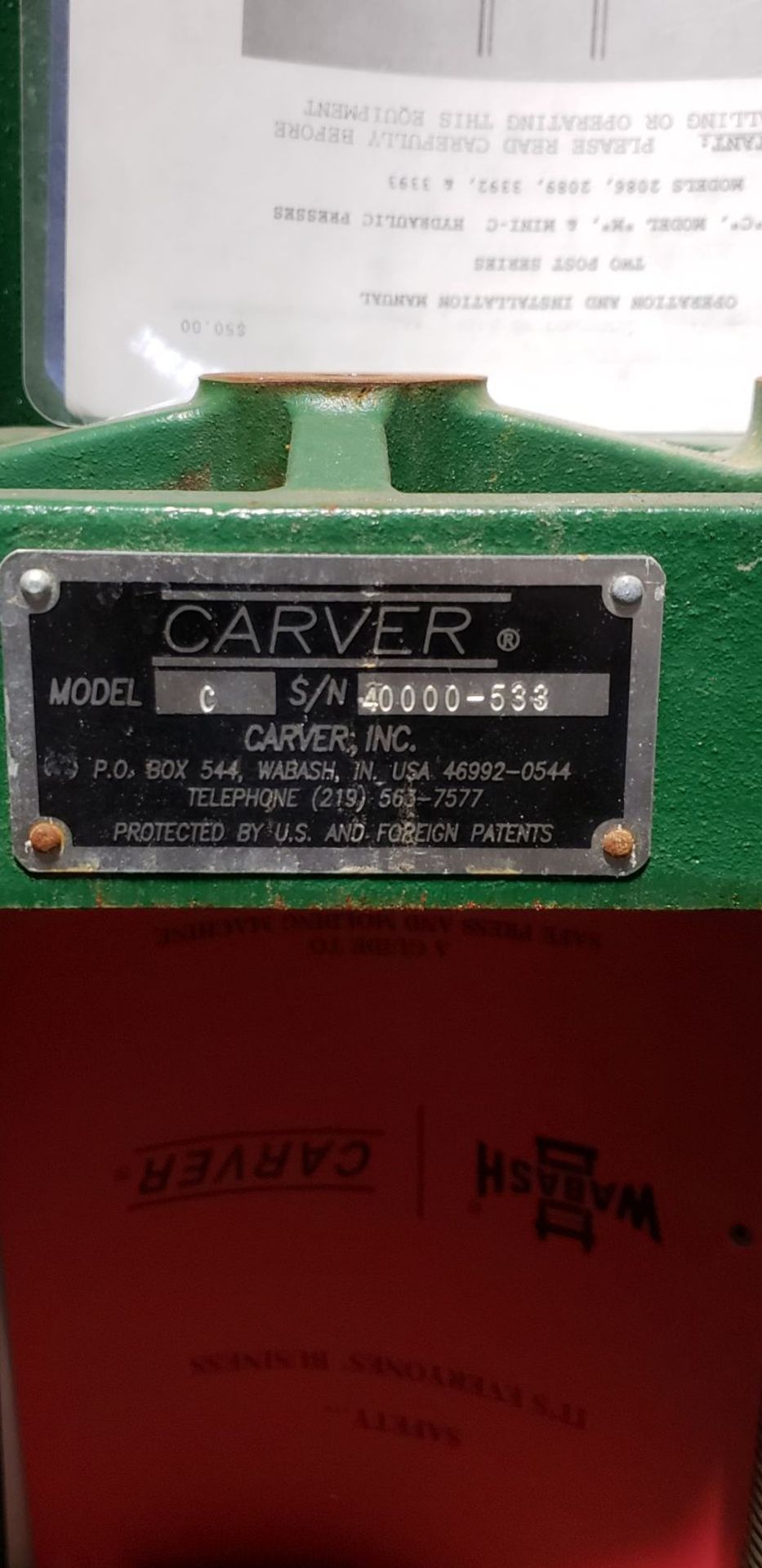 Carver 2 Post Hydraulic Press - Image 4 of 10