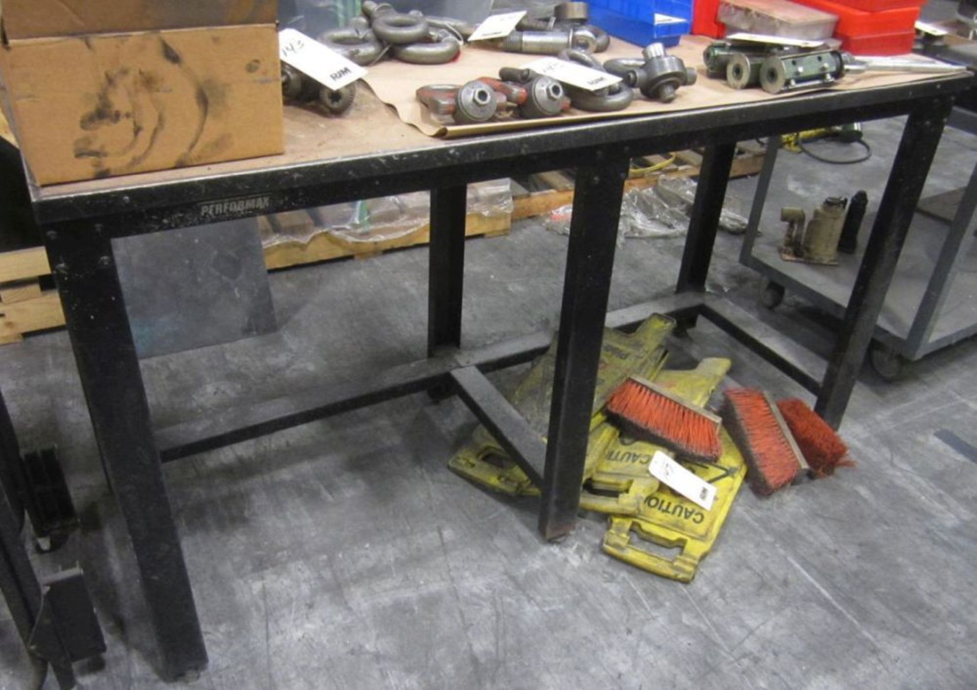 2 STEEL FRAMEWORK BENCHES (1 PORTABLE) (NOTE: THIS ITEM CAN NOT BE REMOVED UNTIL THE SECOND DAY