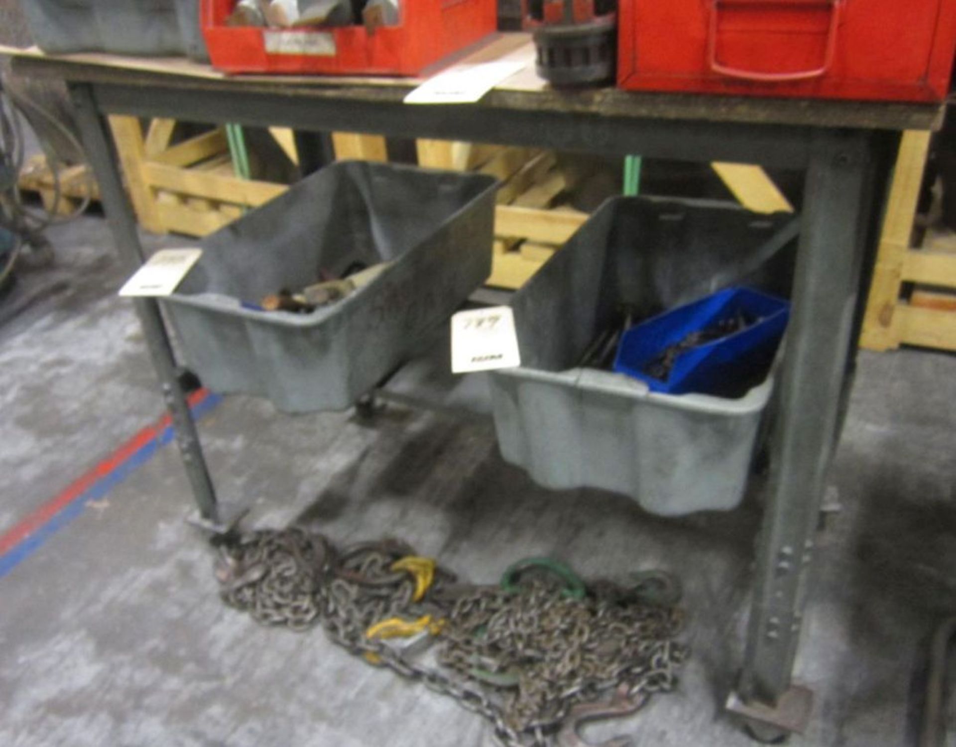 2 STEEL FRAMEWORK BENCHES (1 PORTABLE) (NOTE: THIS ITEM CAN NOT BE REMOVED UNTIL THE SECOND DAY - Image 2 of 2